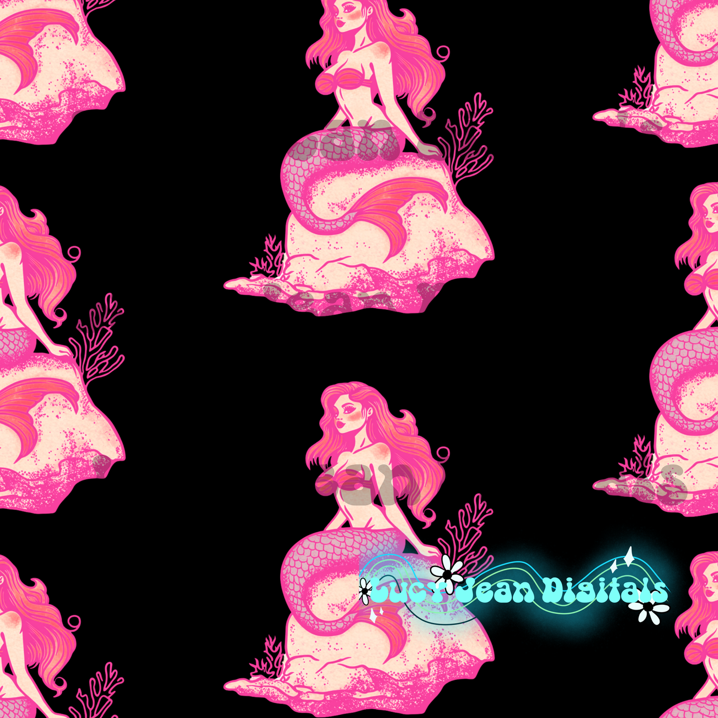 Pink Black Mermaid Seamless File