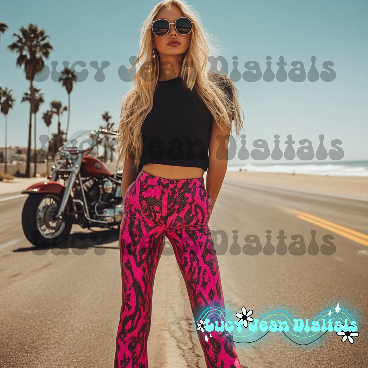 Pink retro moto modeled Mock up