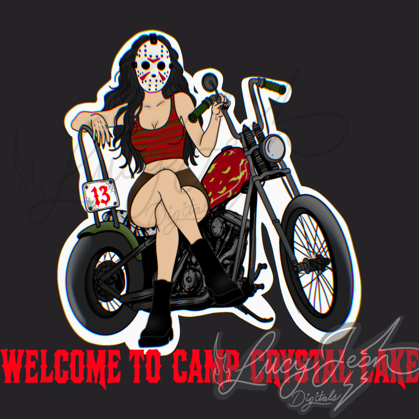 Friday the 13th mashup motorcycle babe PNG-2026