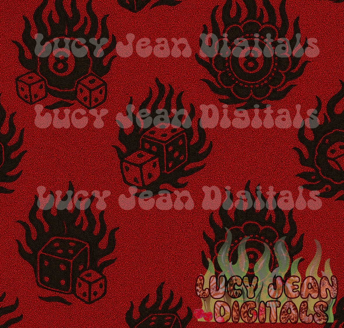 Red 8 ball flames Seamless File