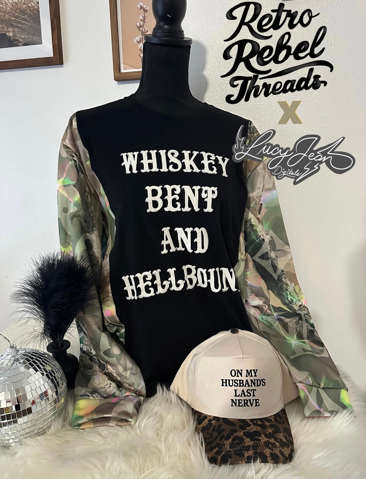 Womens Whisky Bent boujee up-cycle Womens Large