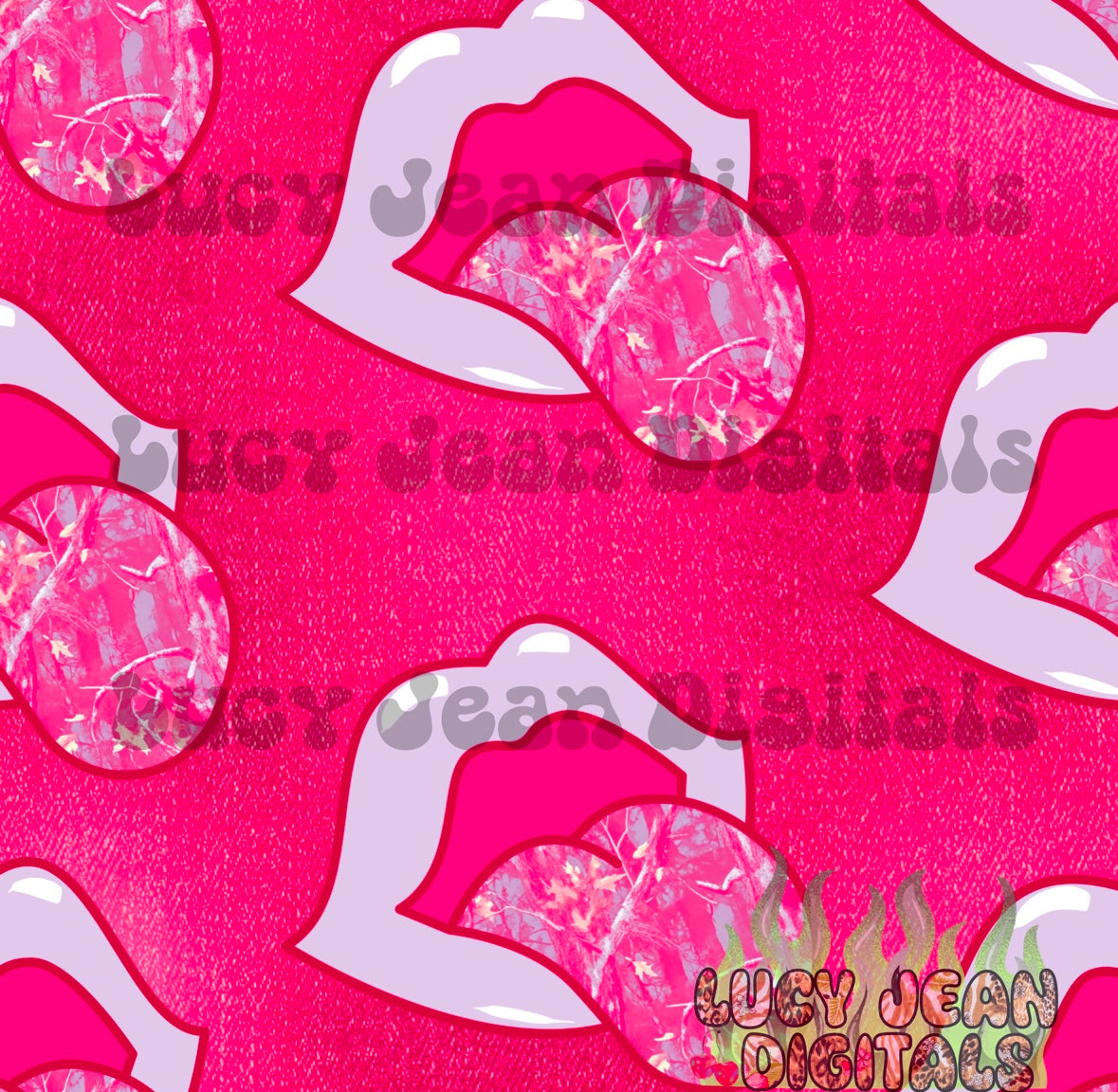 Pink Camo Lips Denim Seamless File