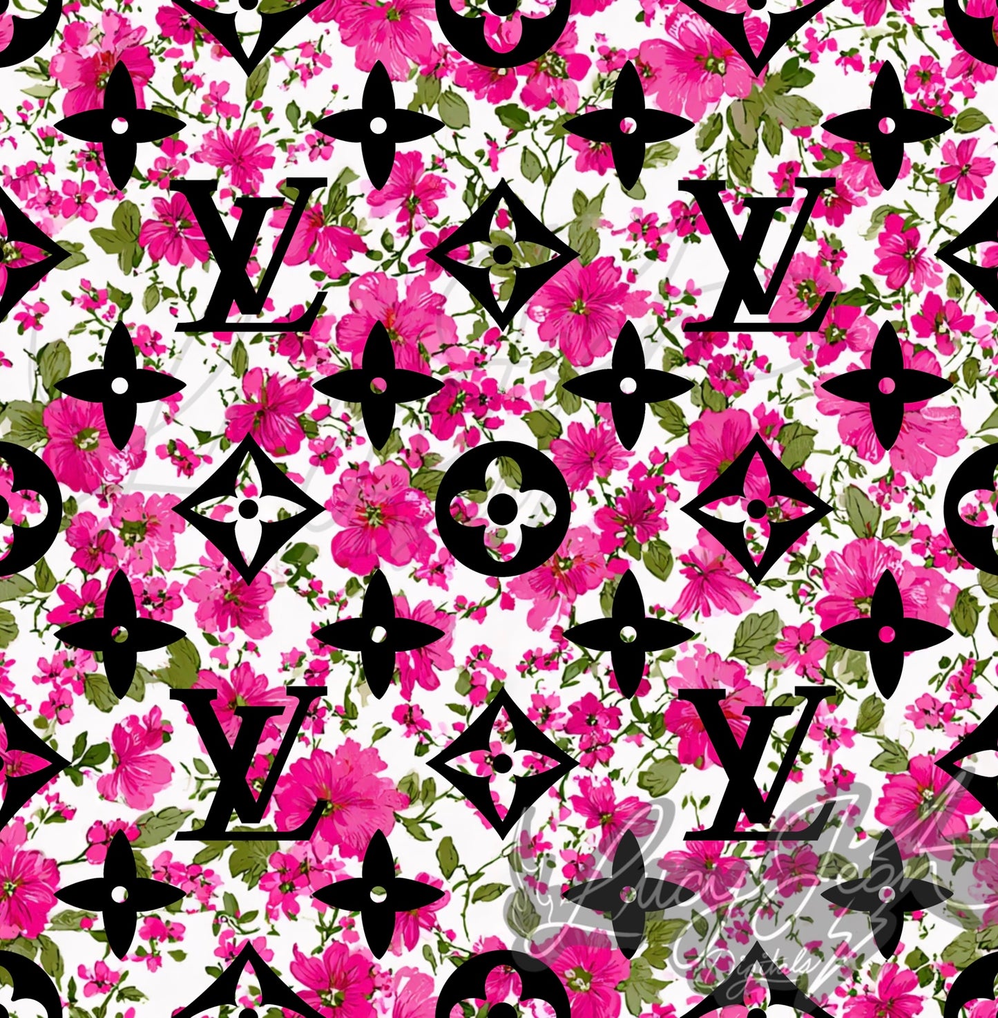 Boujee dopamine hot pink neon floral seamless file-2026