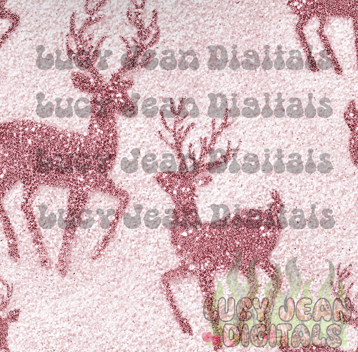 Pink glitter reindeer Seamless File
