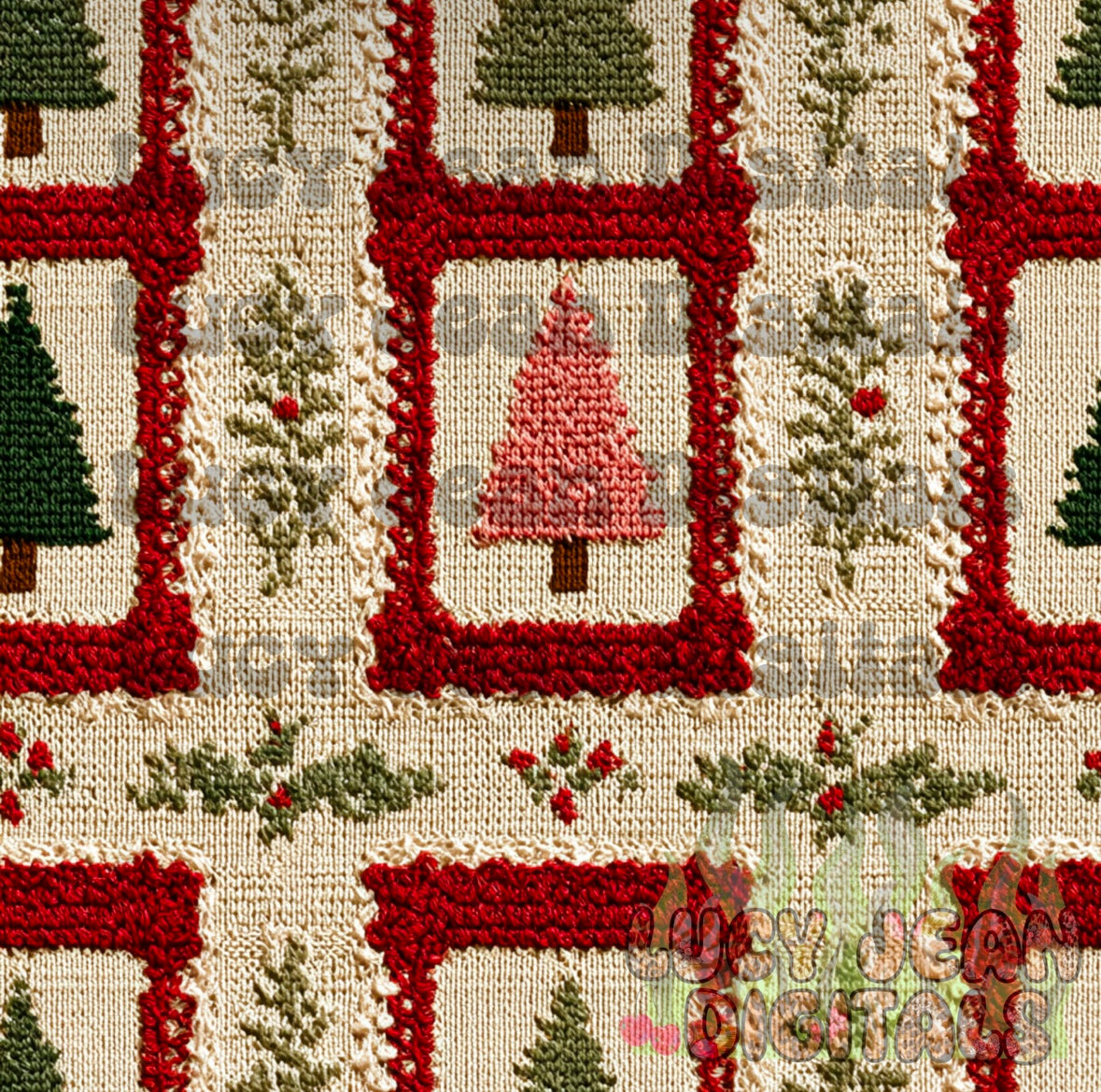 Vintage Yarn Christmas Tree Seamless File
