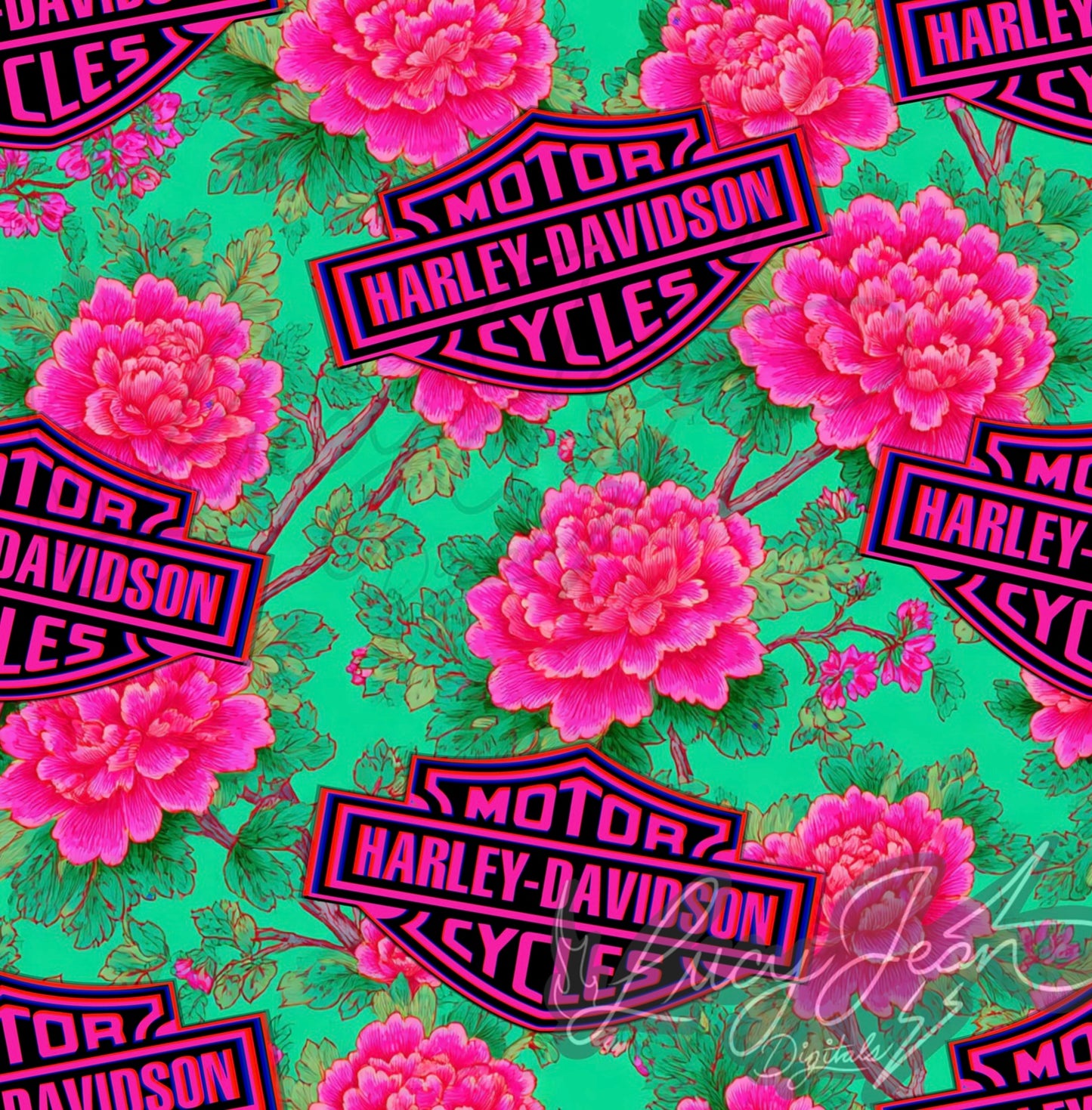 dopamine neon floral hd motorcycle seamless file-2026