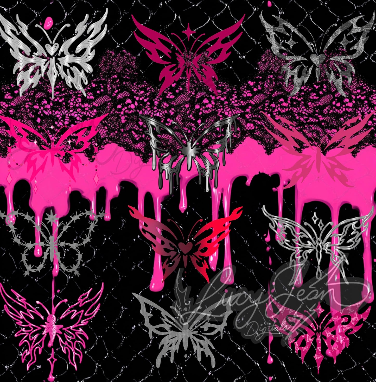 LIMITED COLLAB LJD X SLS X JCD GRUNGE BUTTERFLIES SEAMLESS FILE