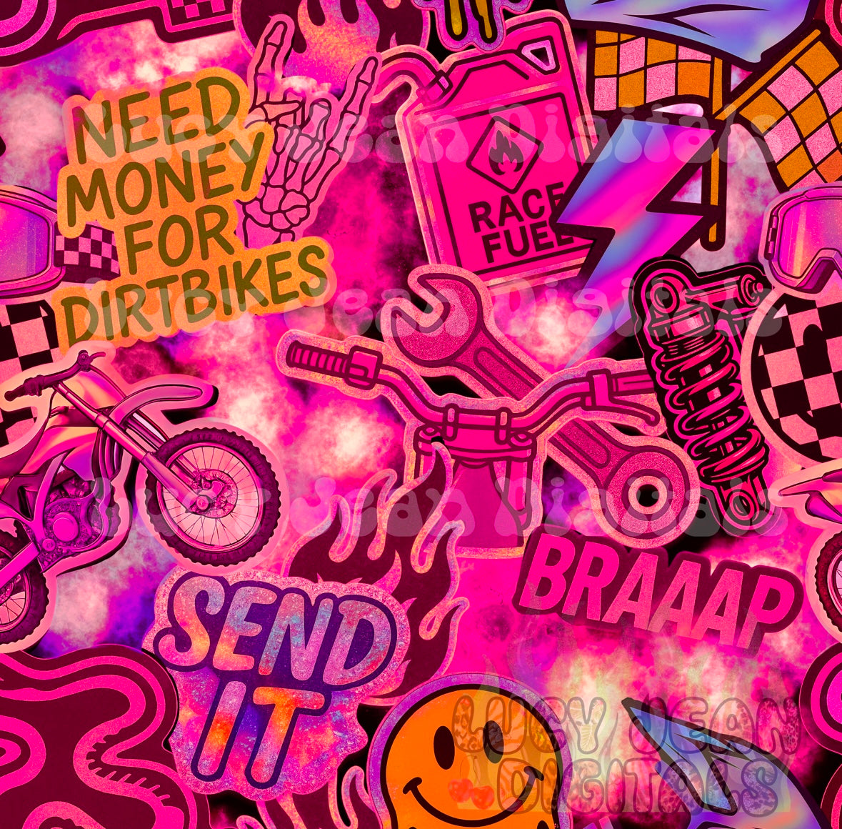 Pink Dirtbike Stickers Seamless File