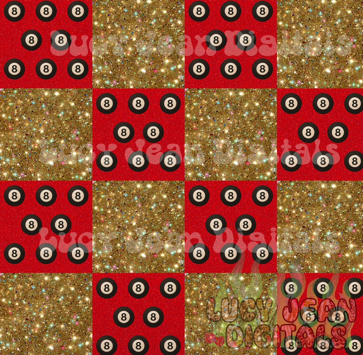 8 ball glitter checkered Christmas Seamless File