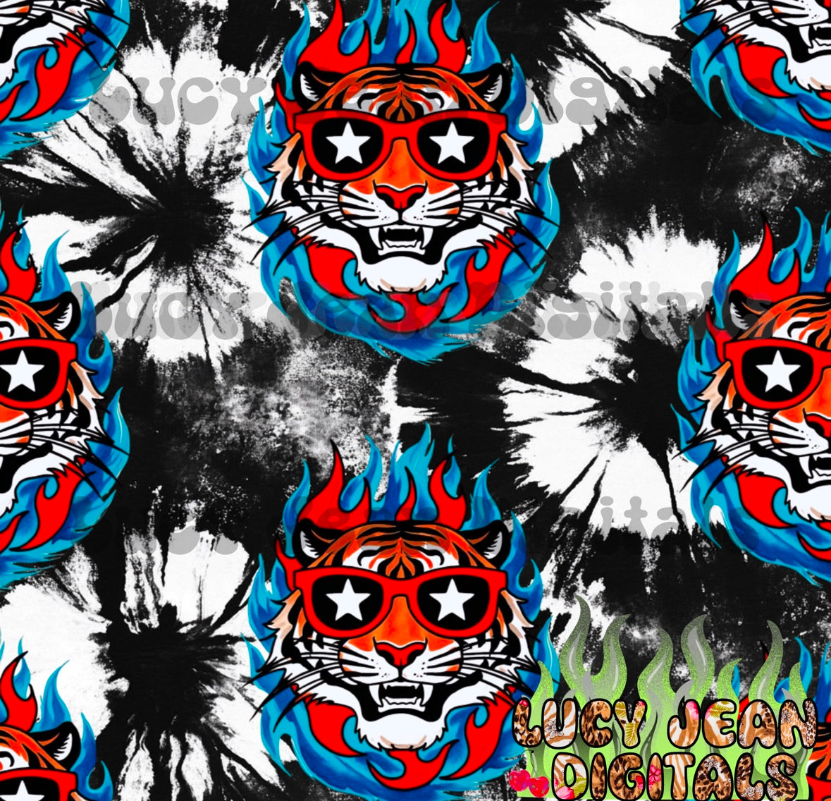 All american Tiger tie dye seamless file