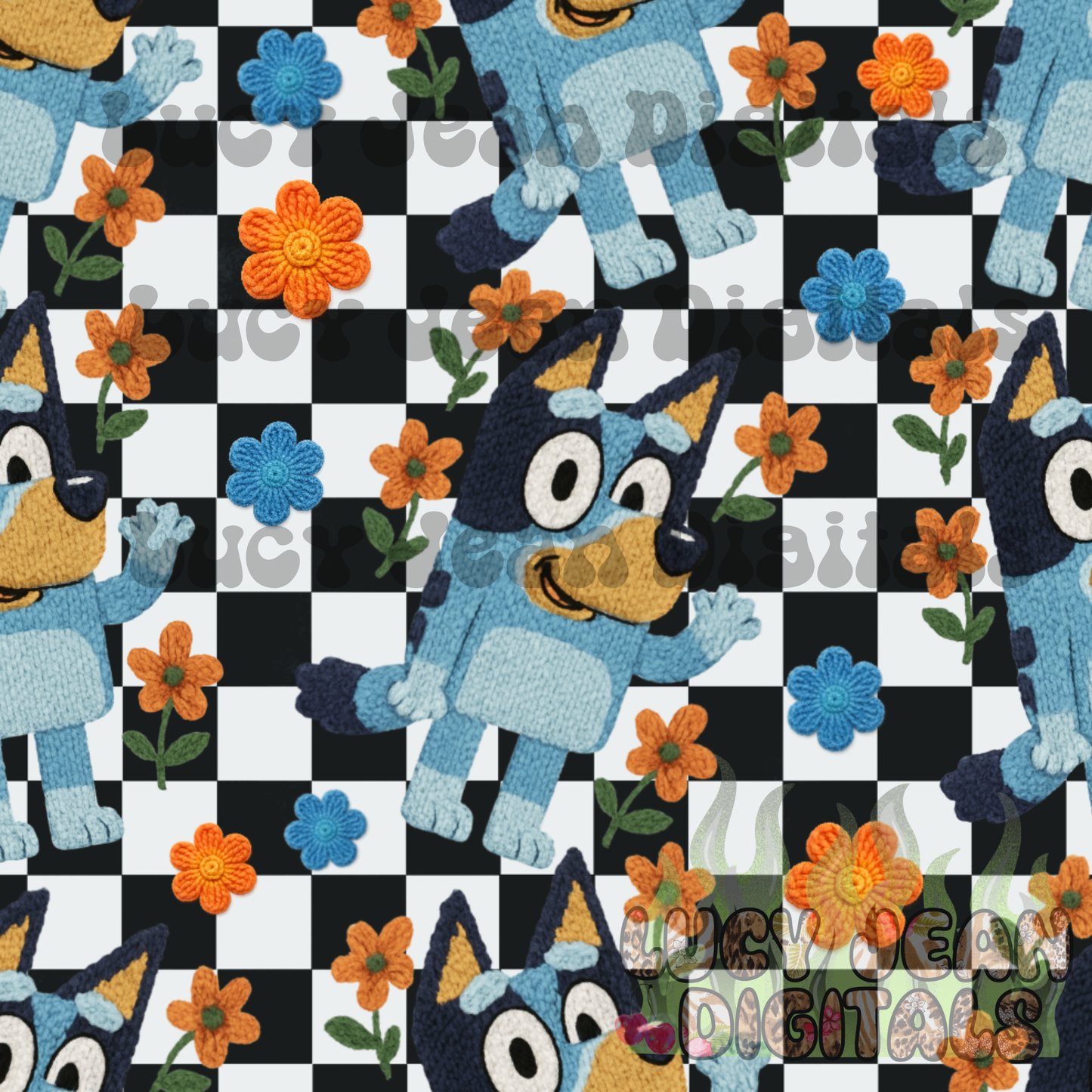 Yarn Blue Dog Seamless File