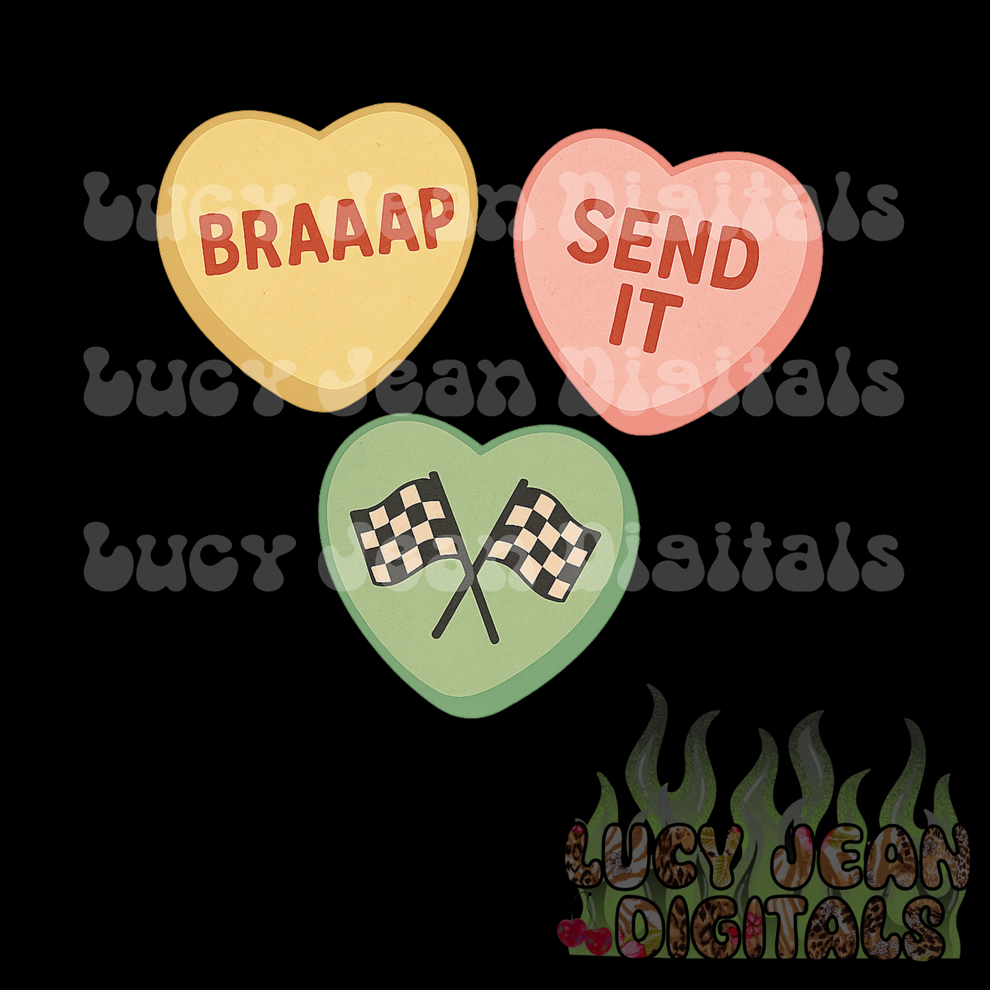 Girl Moto Valentine’s Day Hearts PNG
