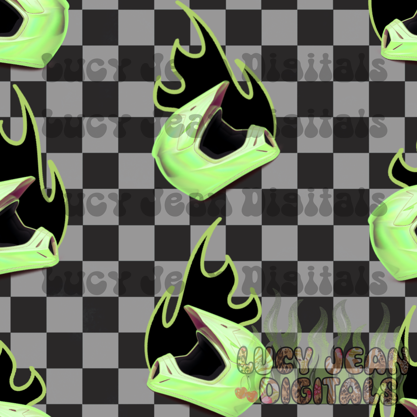 Green holographic dirtbike helmet Seamless File
