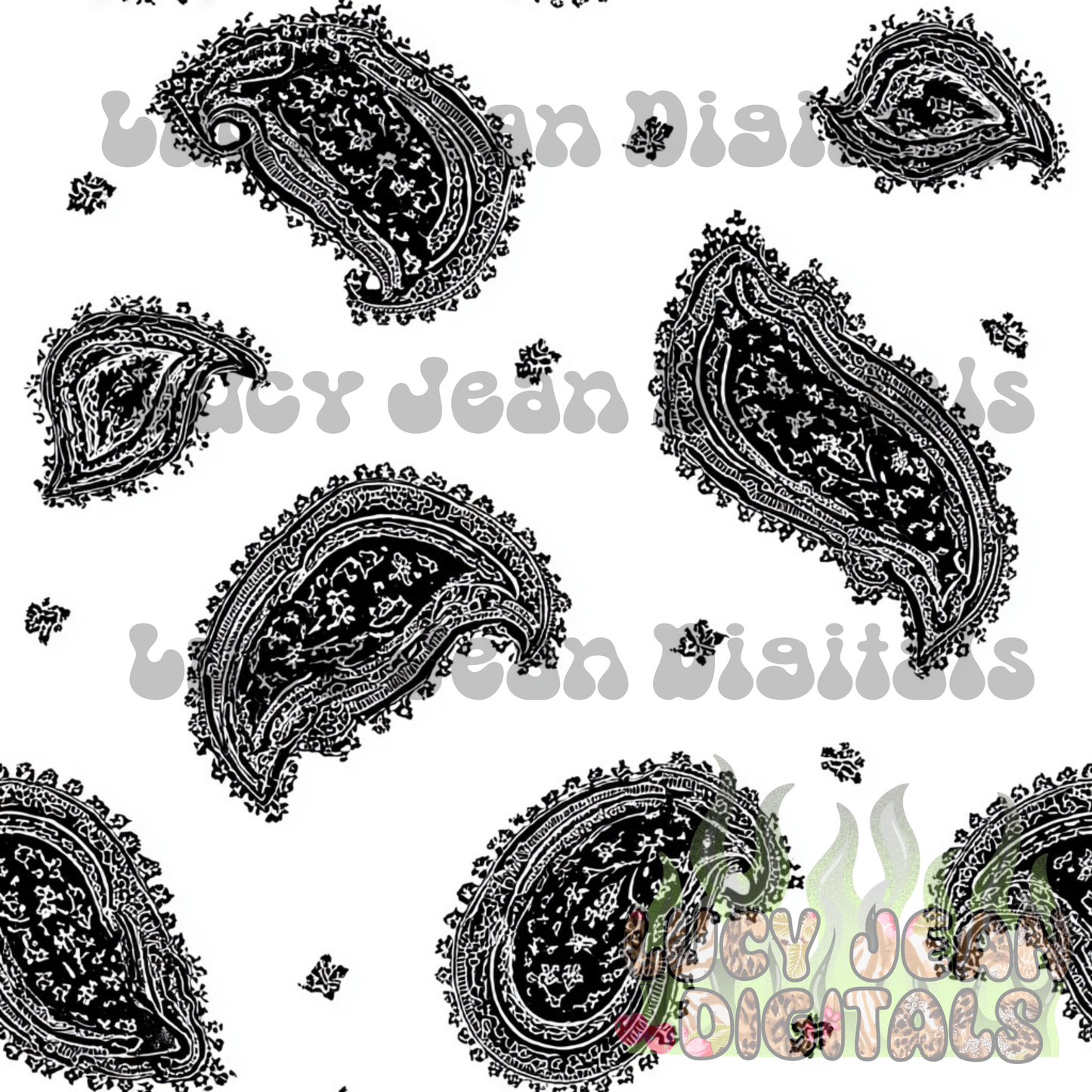 White paisley bandana Seamless File