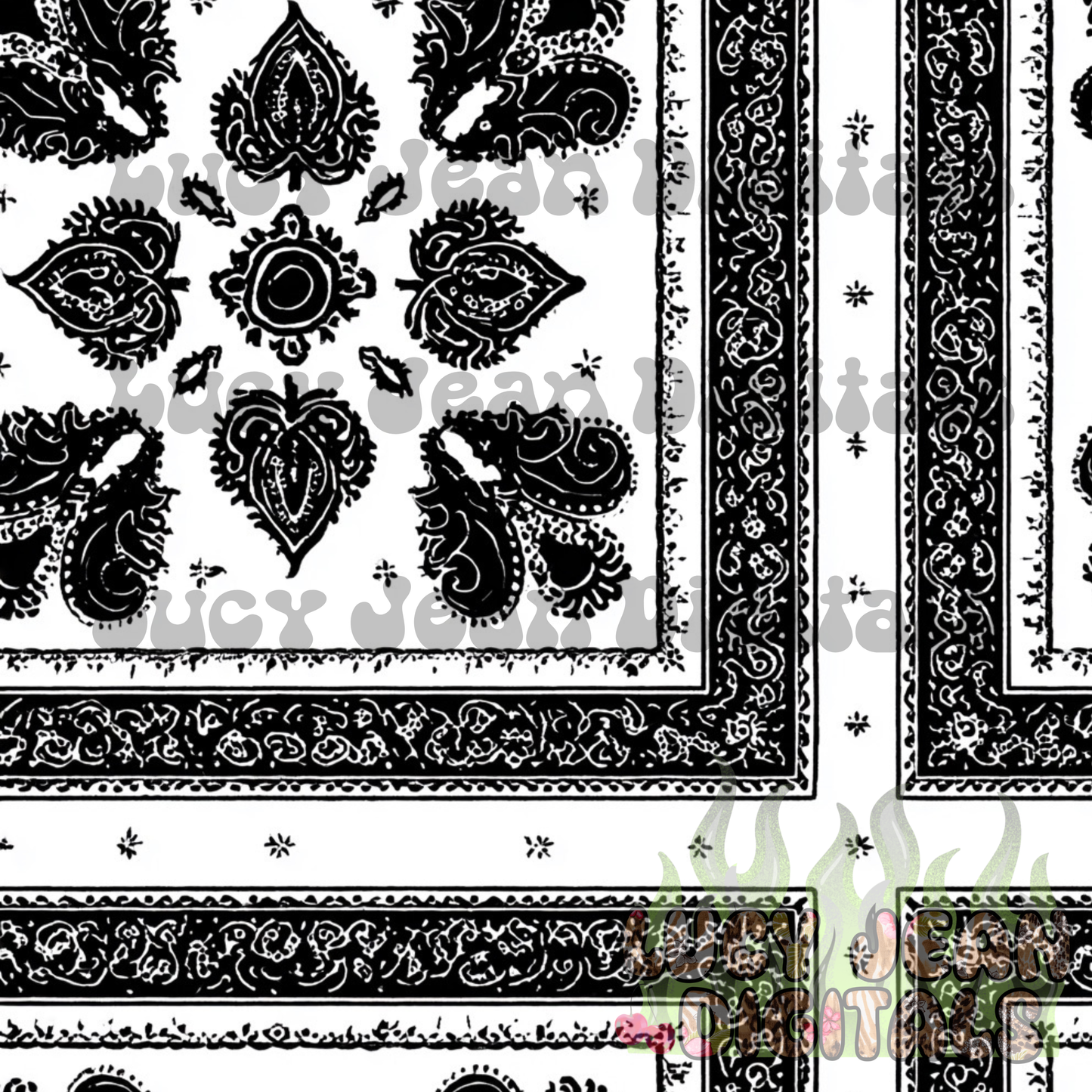 White/black square bandana Seamless File