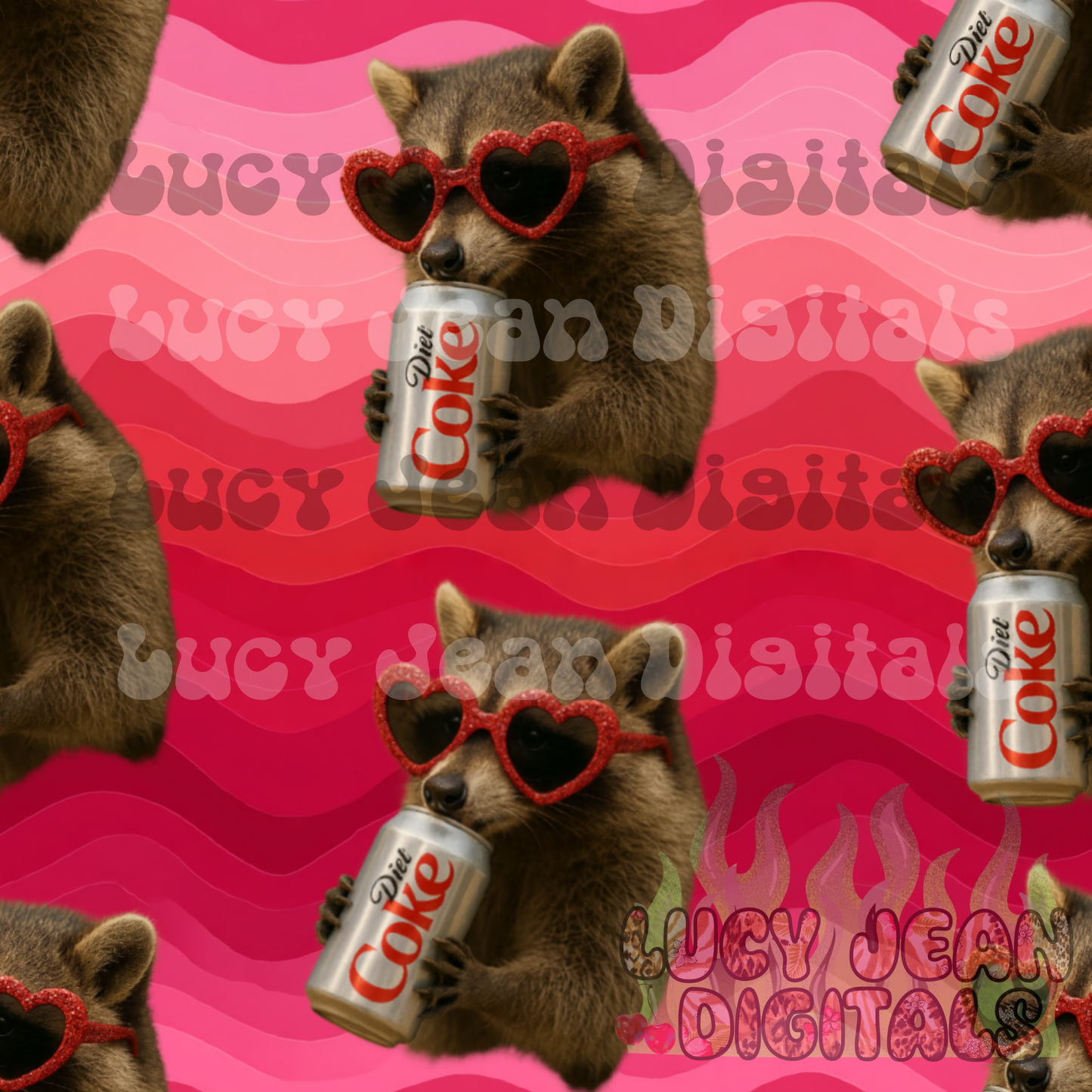 Diet Soda Raccoon Seamless File