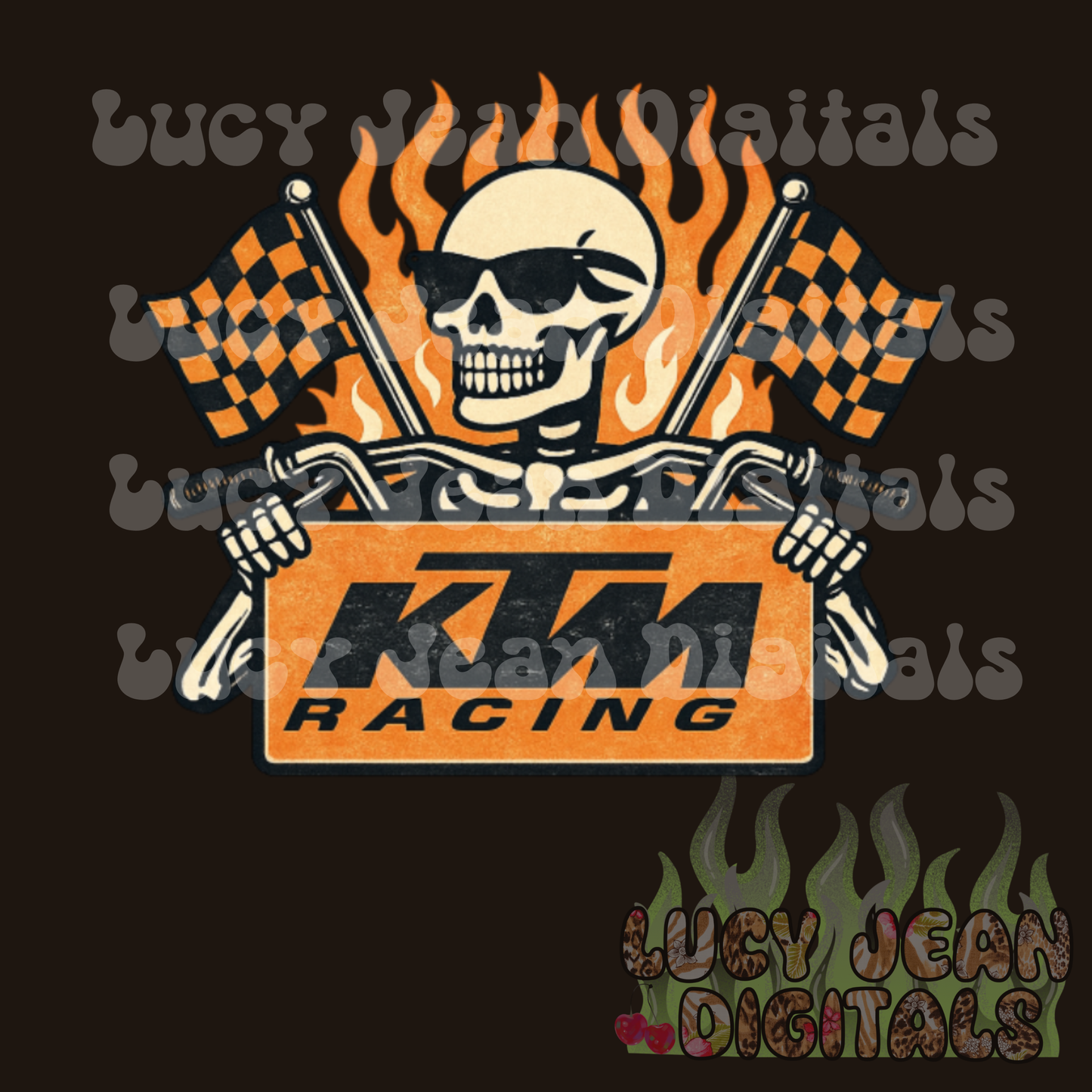 Orange team Moto Skeleton PNG