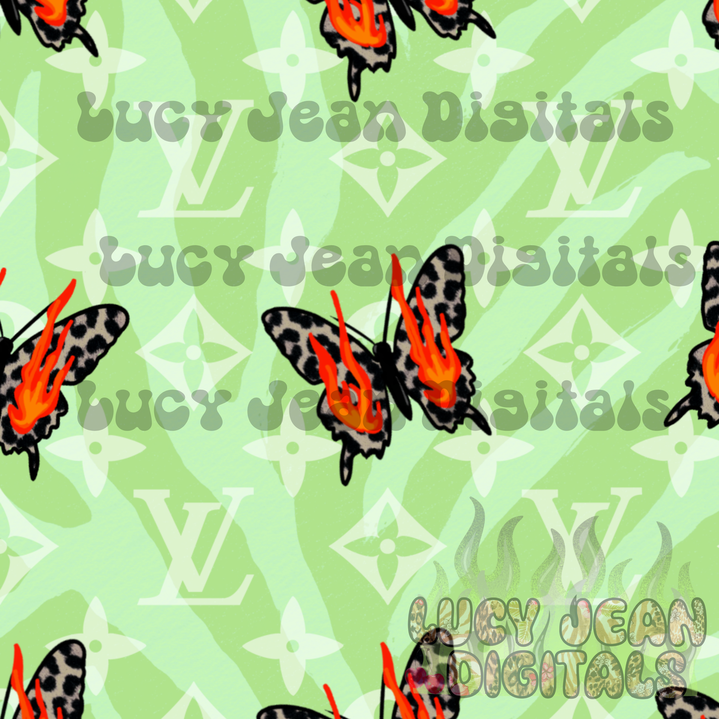 Boujee flaming butterfly Seamless File
