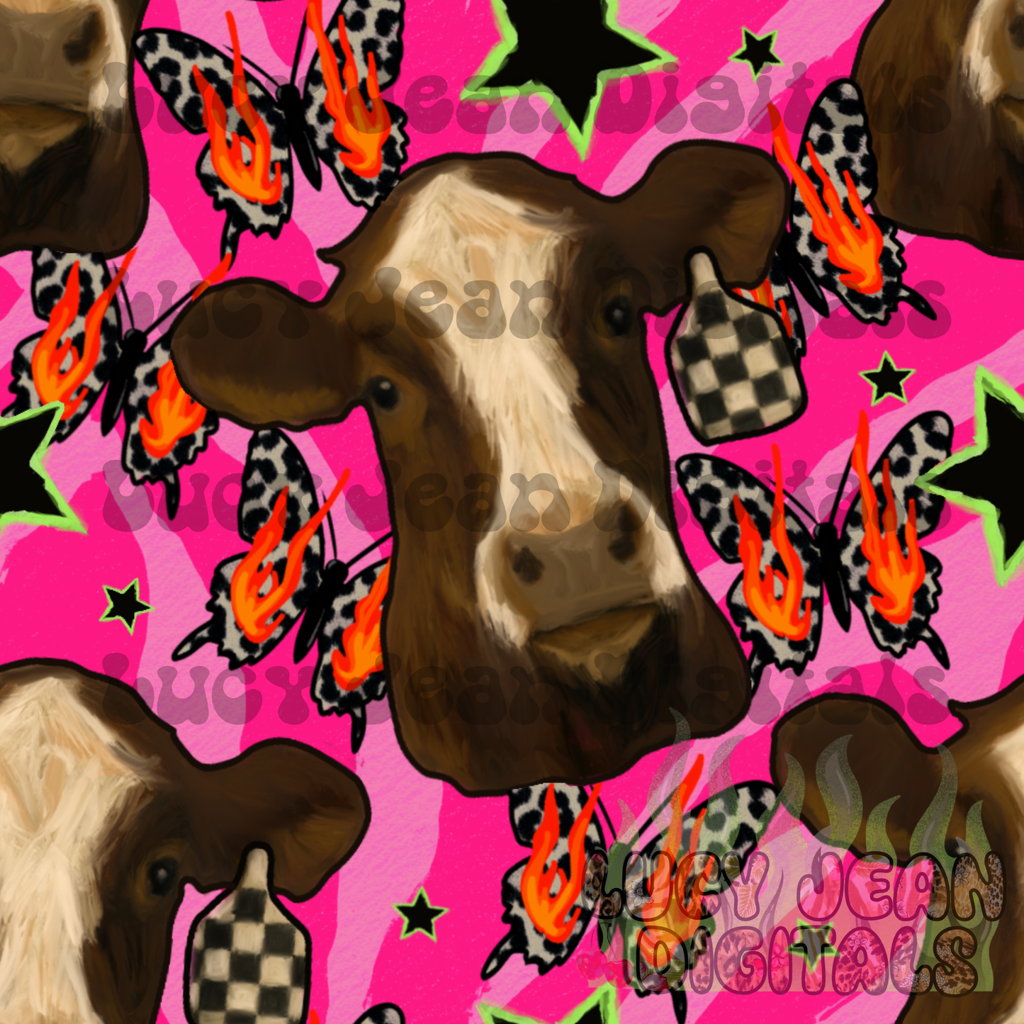 Cow & Butterflies Seamless File