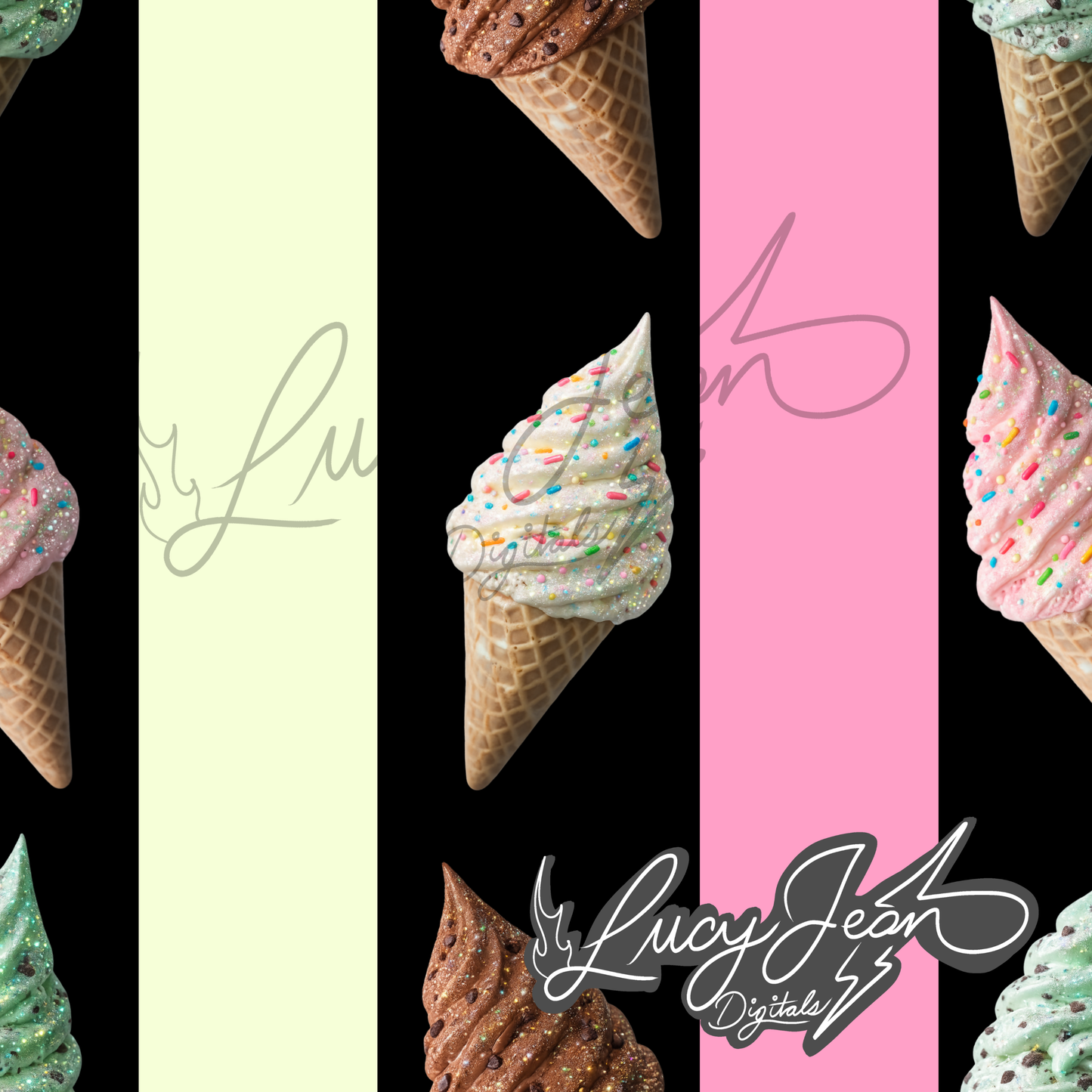 LIMITED COLLAB LJD x RDD GLITTER ICE CREAM SEAMLESS FILE