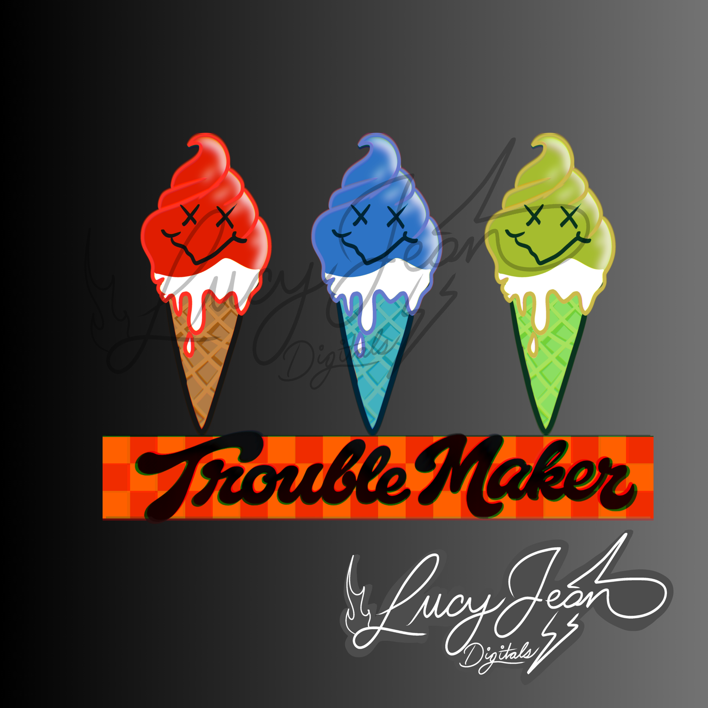 LIMITED COLLAB LJD x RDD TROUBLE MAKER ICE CREAM PNG