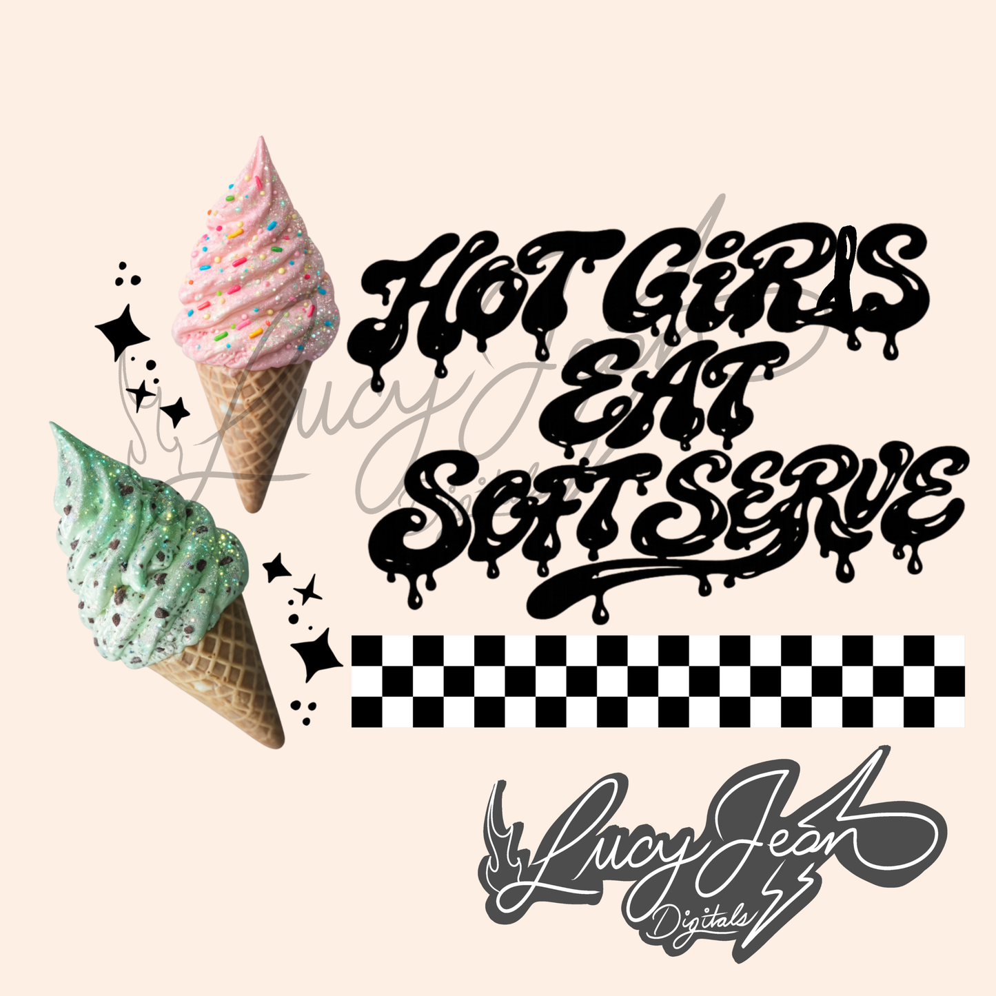 LIMITED COLLAB LJD x RDD HOT GIRLS EAT SOFT SERVE PNG