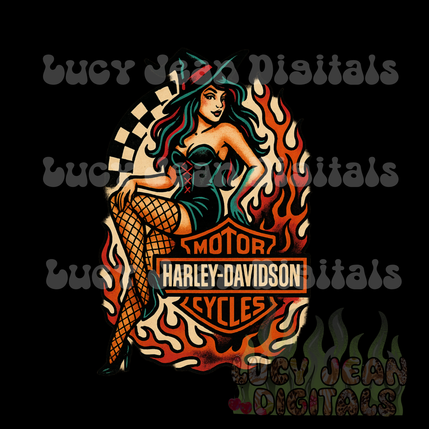 HD Witchy Motorcycle Halloween PNG