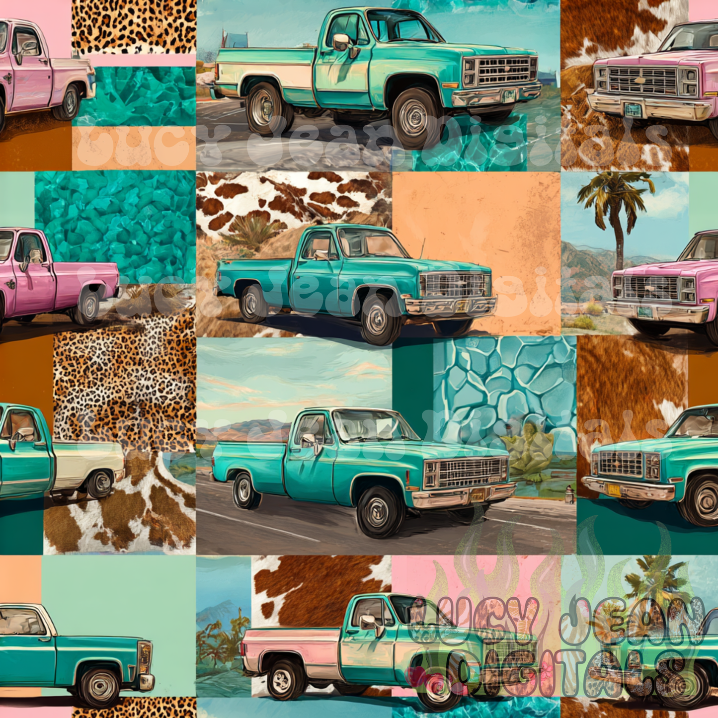 Western C10 truck collage Seamless File