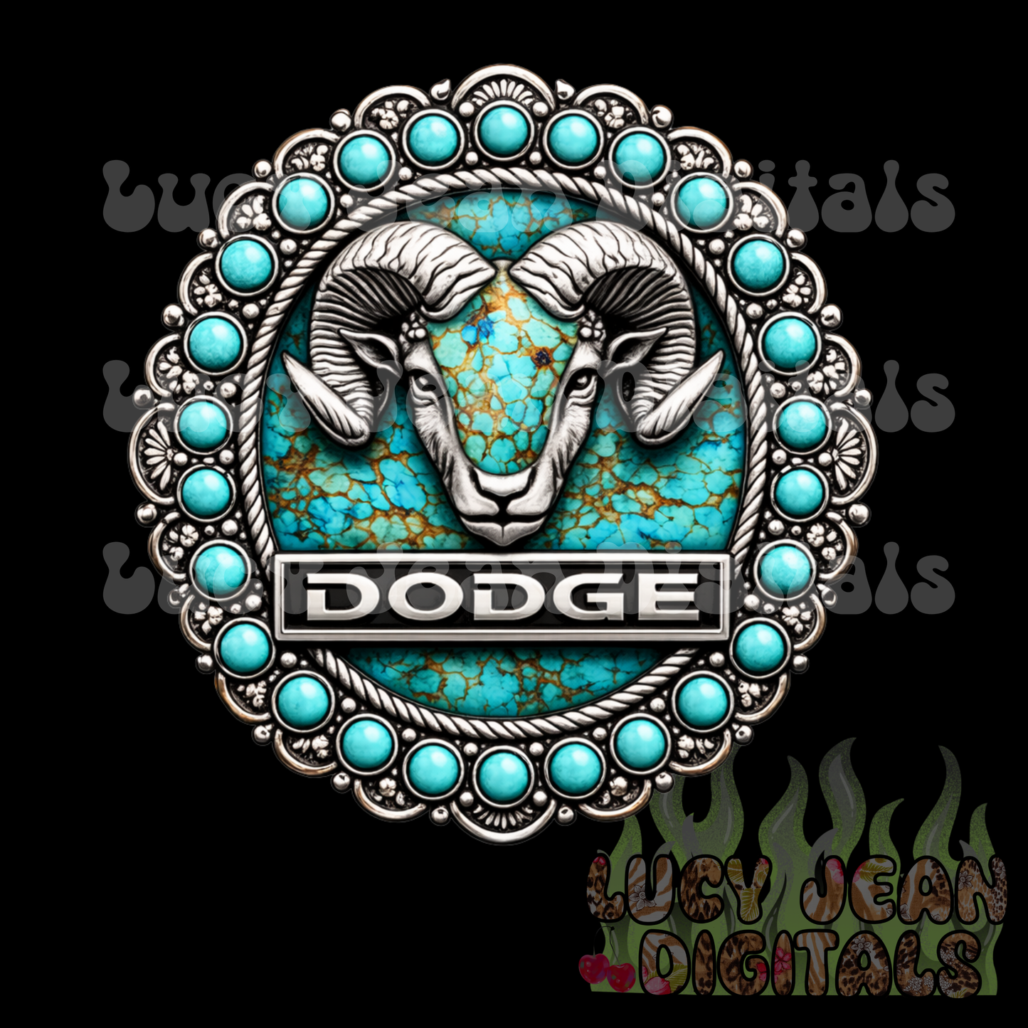 Western Turquoise D truck/car PNG