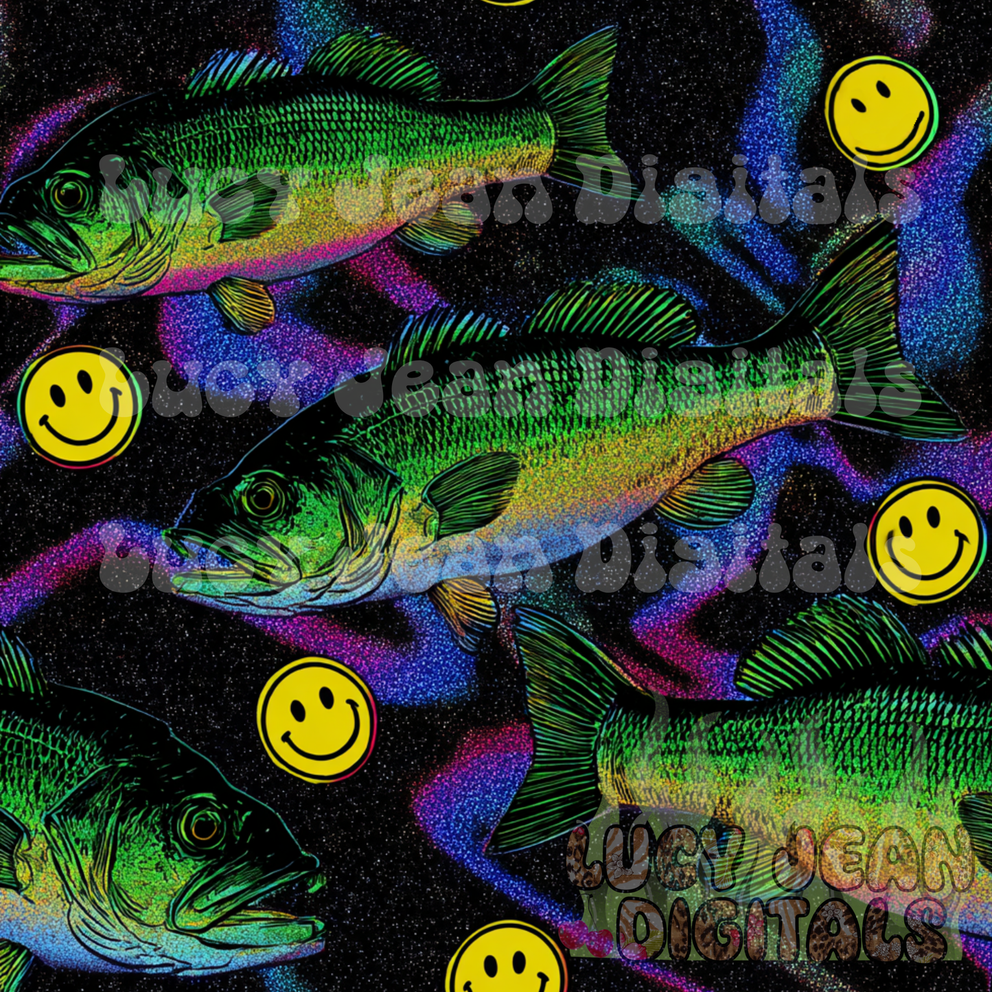 Holographic bass fish Seamless File