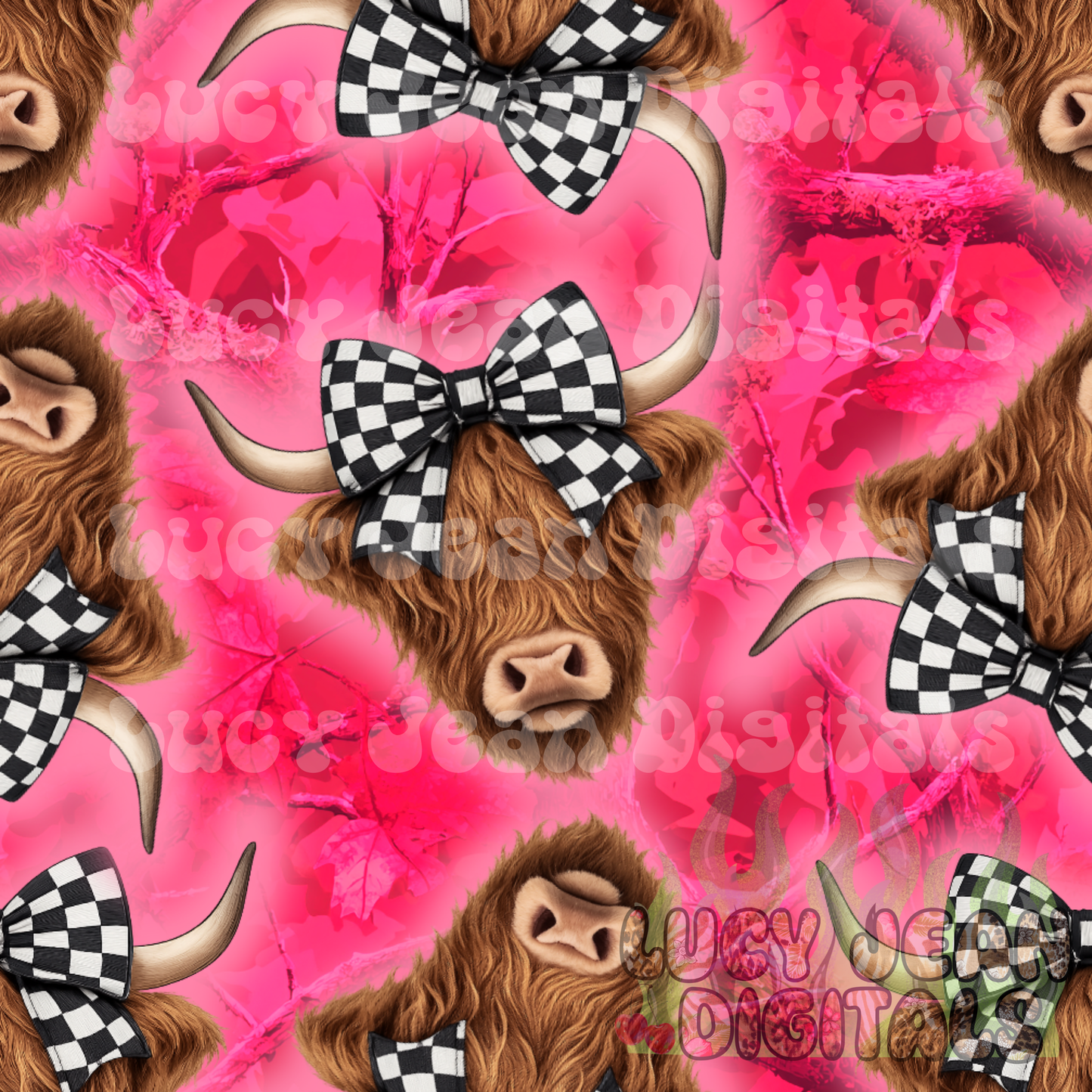 Highland Cow Camo Seamless File