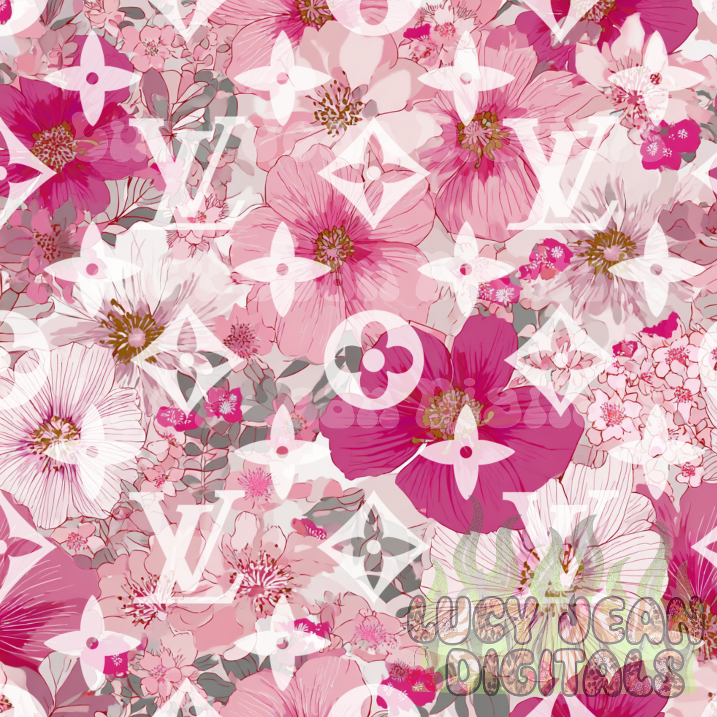 Boujee hot pink vintage floral Seamless File