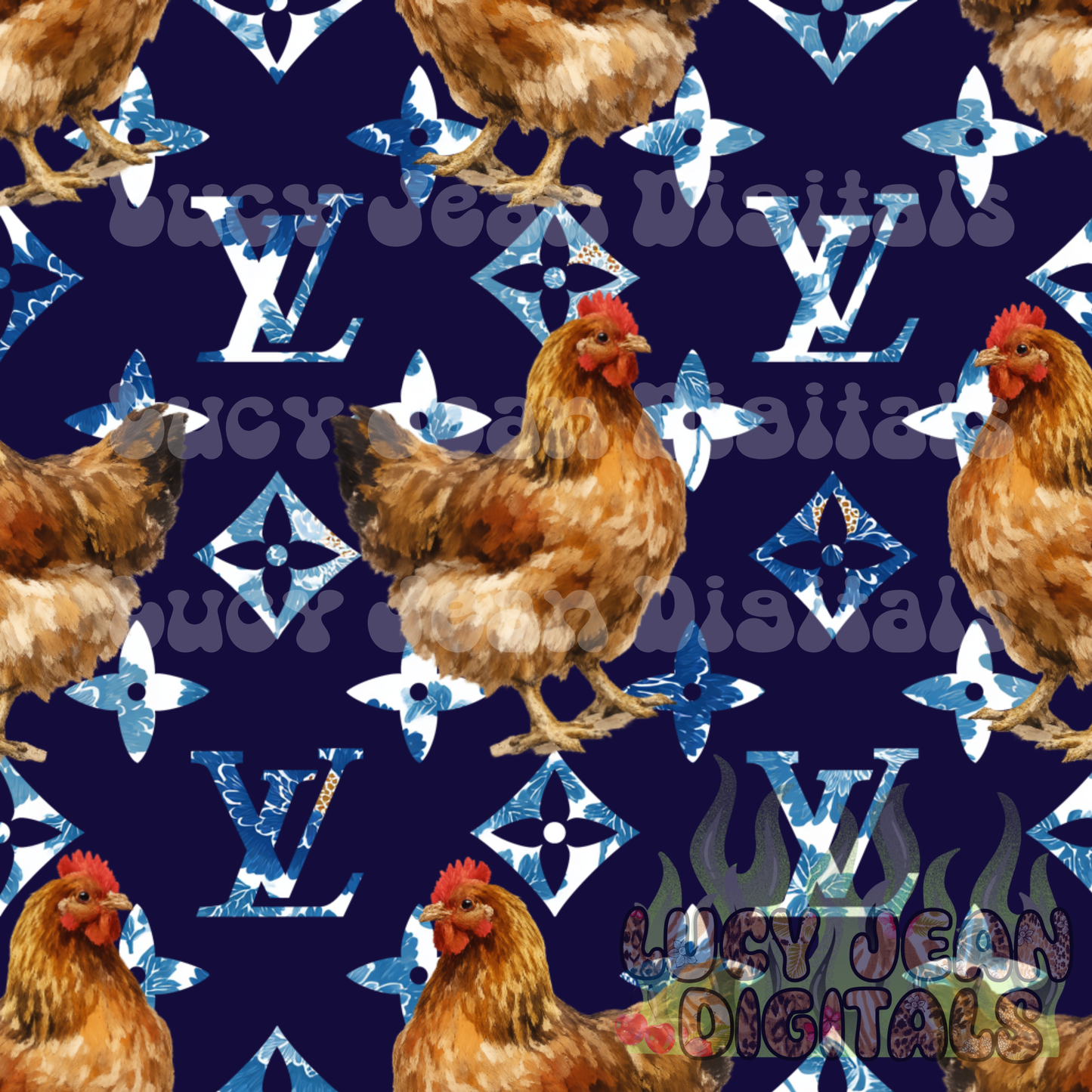 Boujee Vintage Floral chickens Seamless File