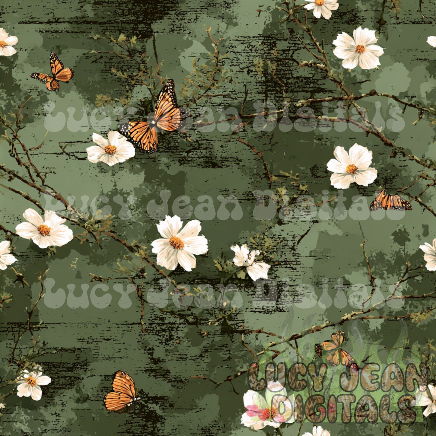 Spring Camo with butterflies Seamless File -2026