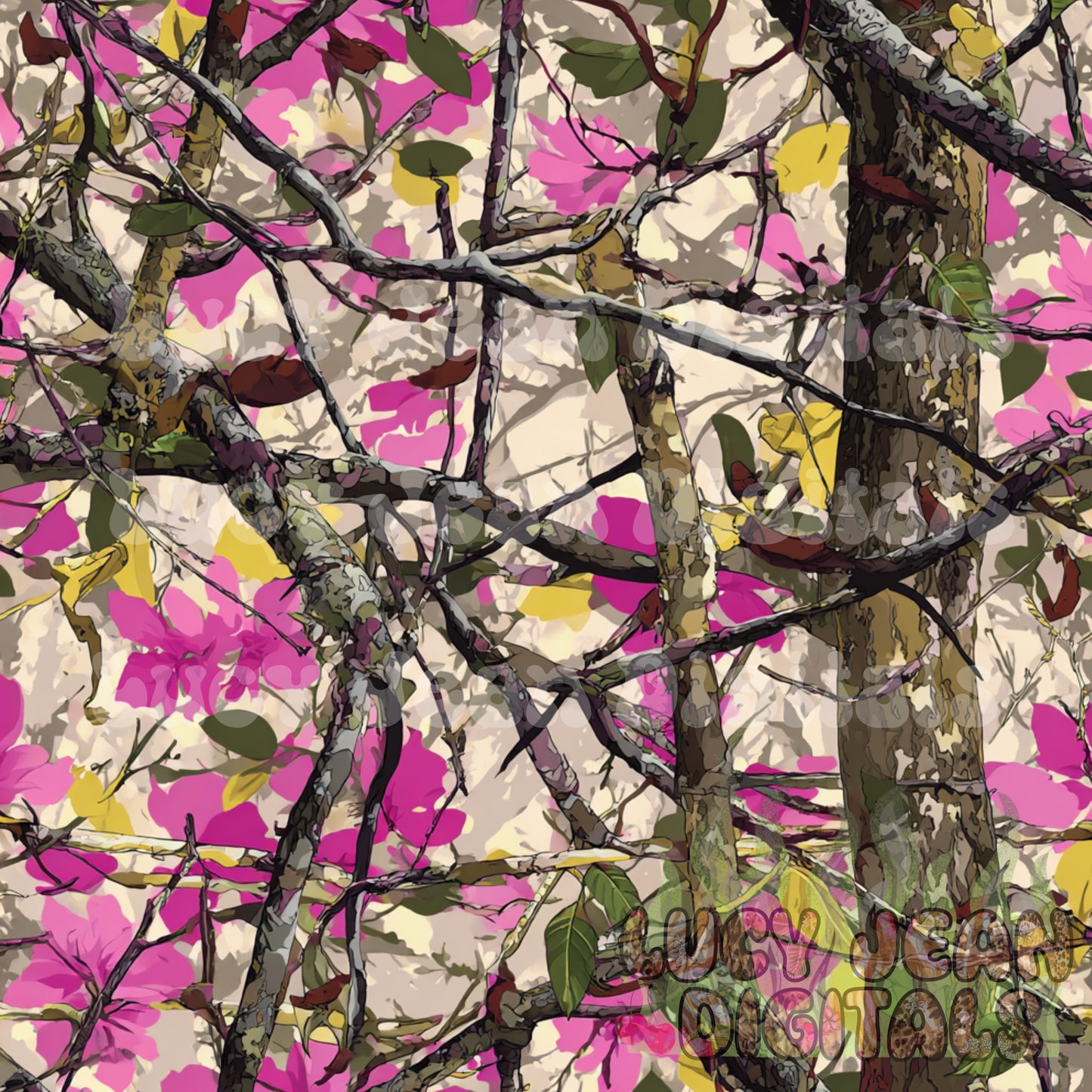 Dark Pink/yellow spring camo Seamless File -2026