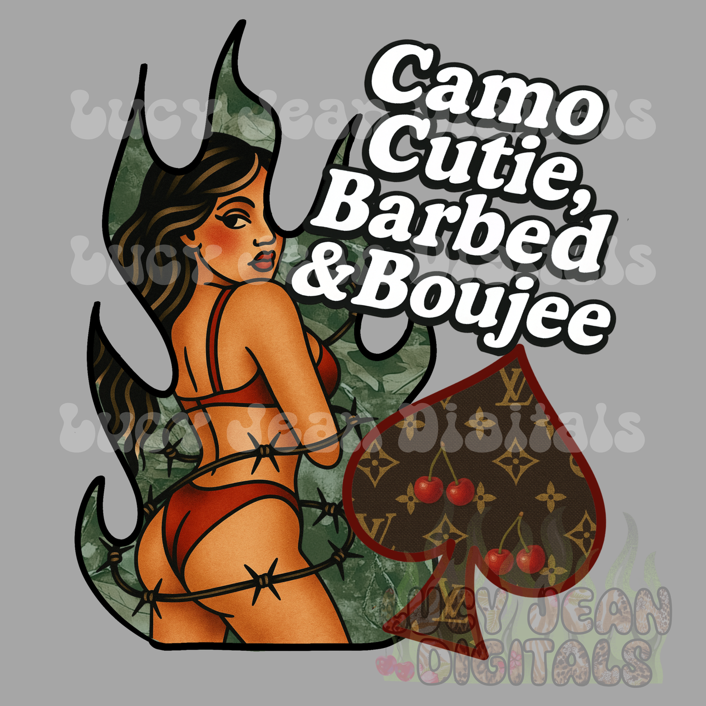 Camo Cutie, Barbed & Boujee PNG