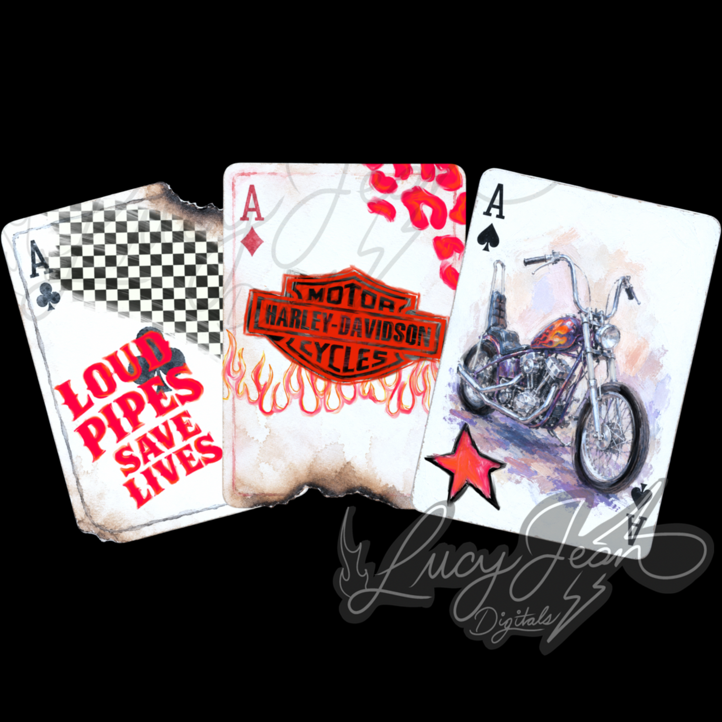 HD motorcycle painted playing cards PNG- 2026