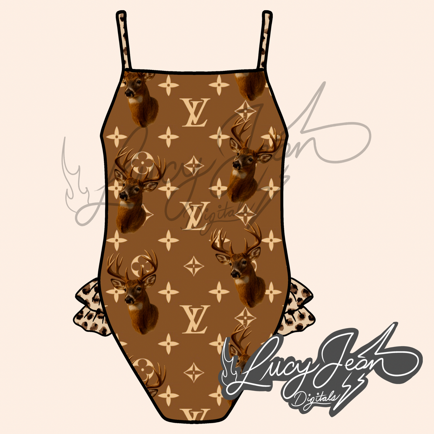 Boujee Deer One piece bikini PNG- 2026