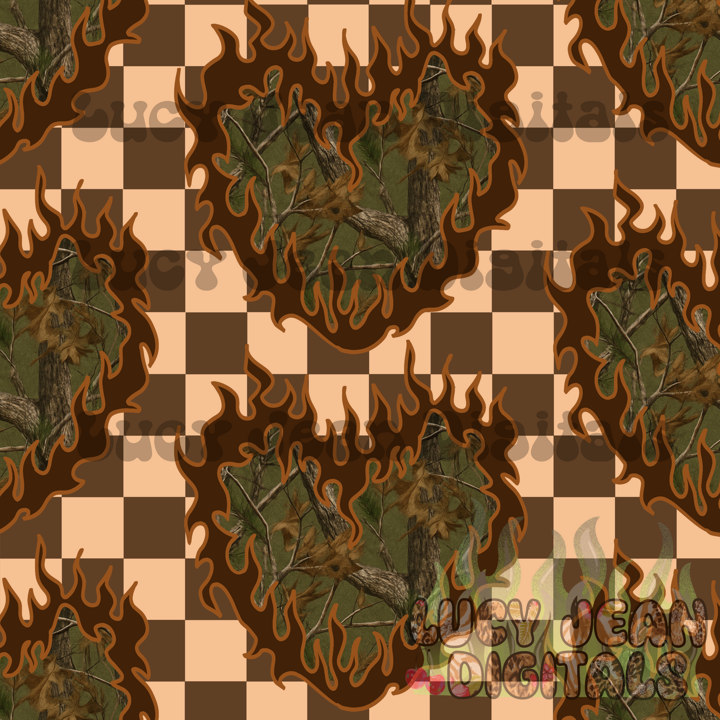Camo Flame Heart Checkered Seamless File