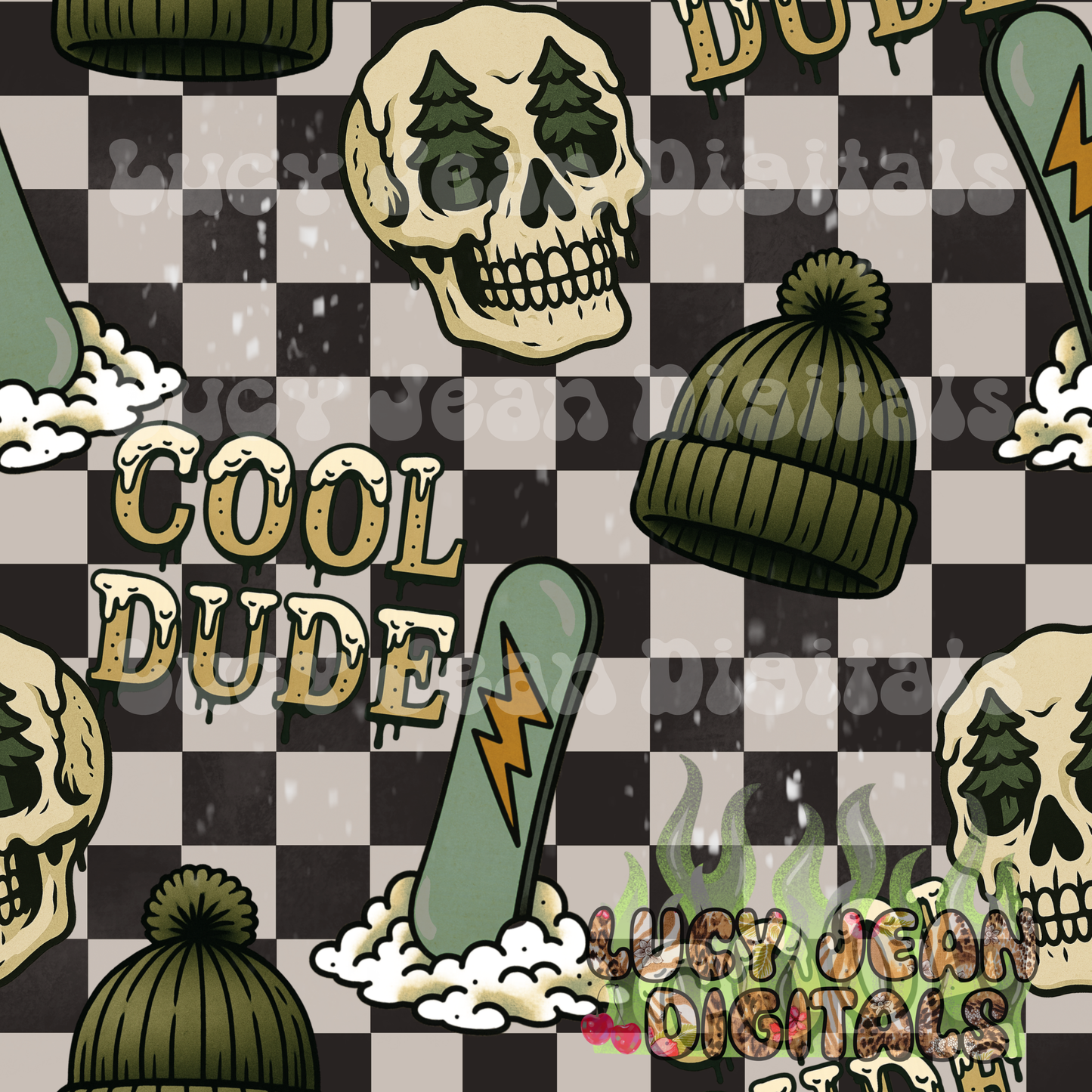 Winter Skulls cool dude Seamless File