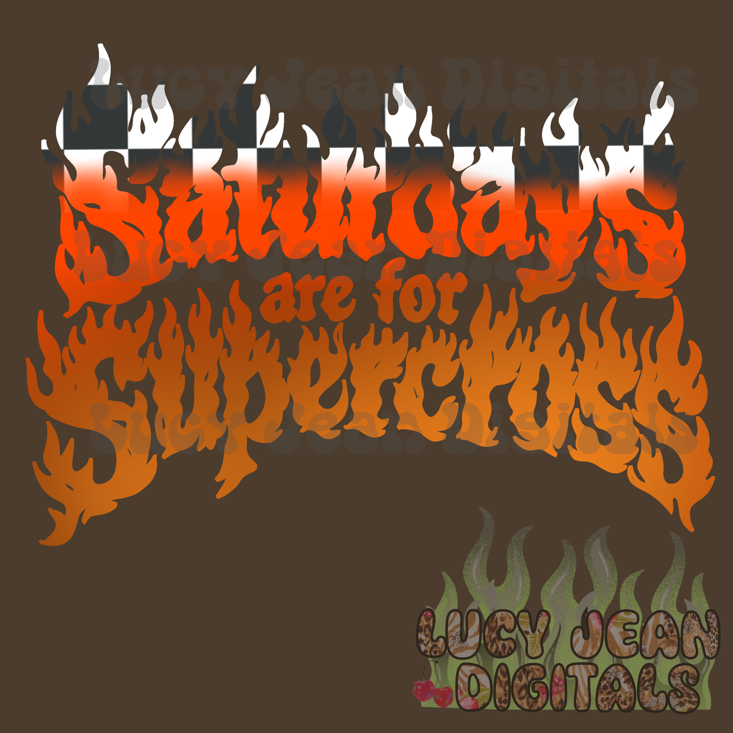 Saturdays are for supercross flames checkered orange PNG