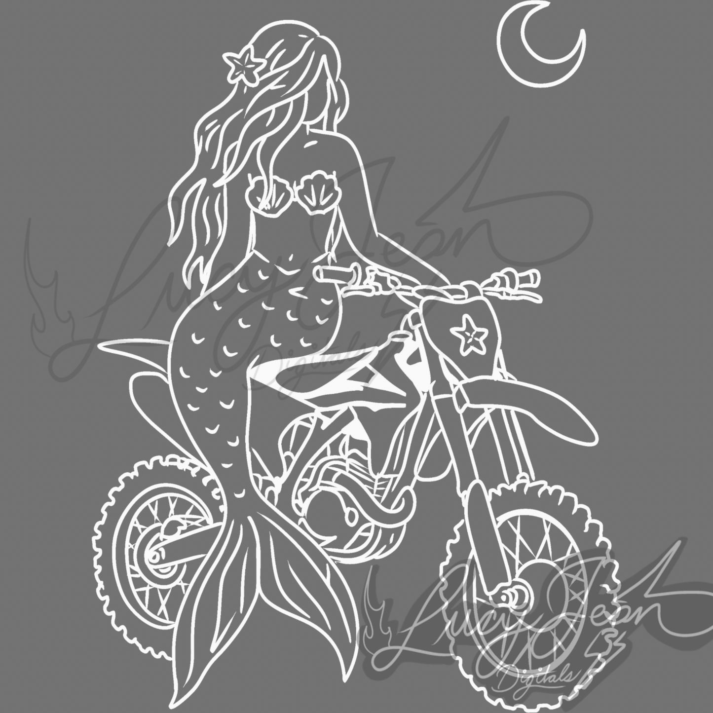 Moto mermaid dirt bike PNG(2 colors included)- 2026