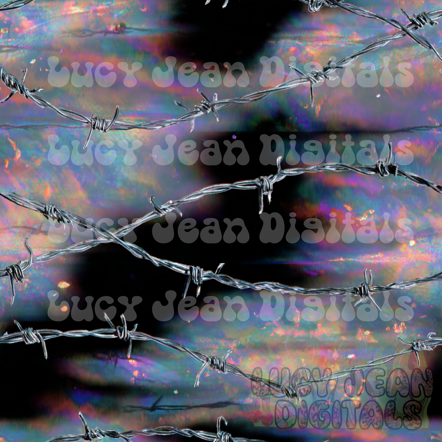 Black/Silver Barbed Wire Holographic Seamless File