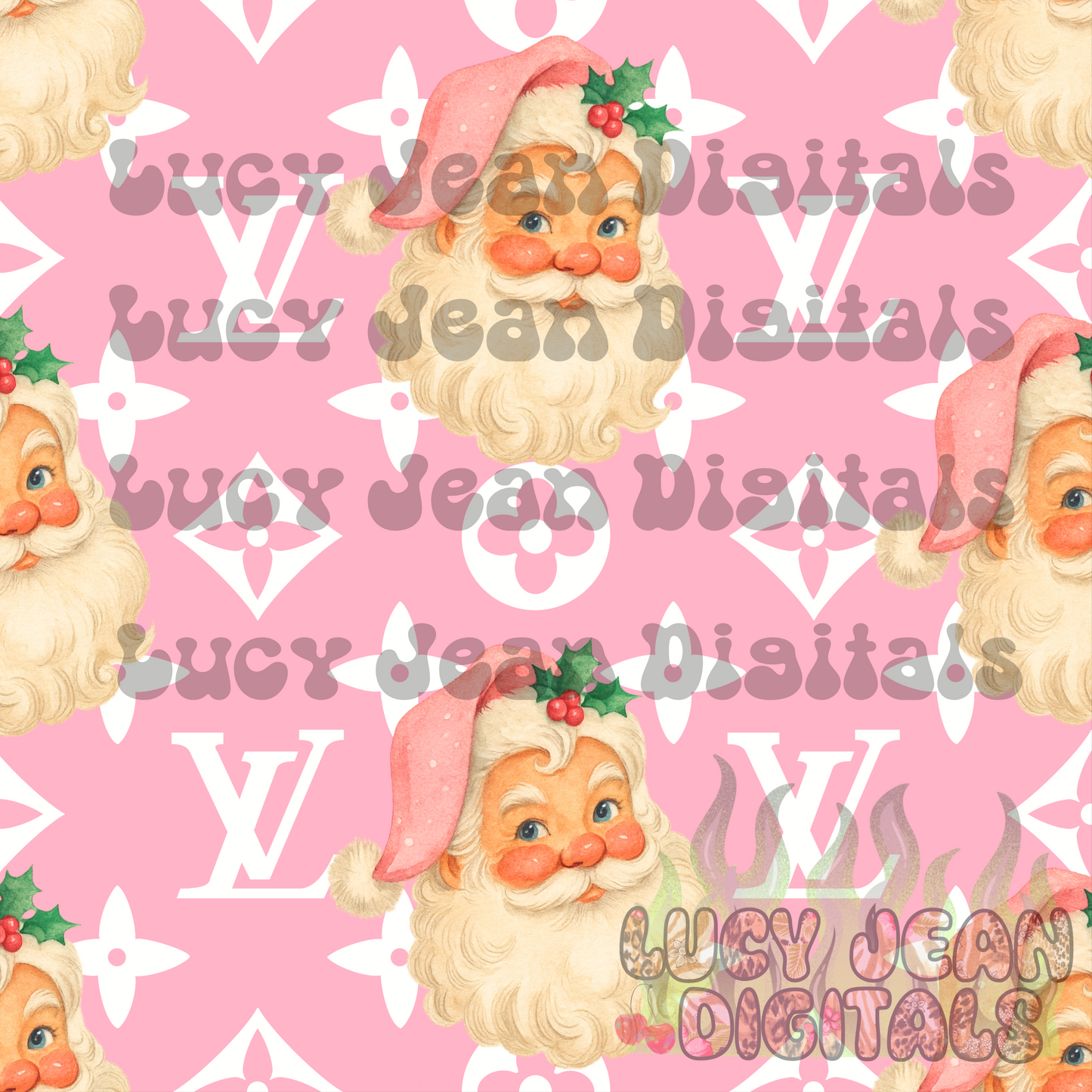 Boujee Santa Pink Seamless File