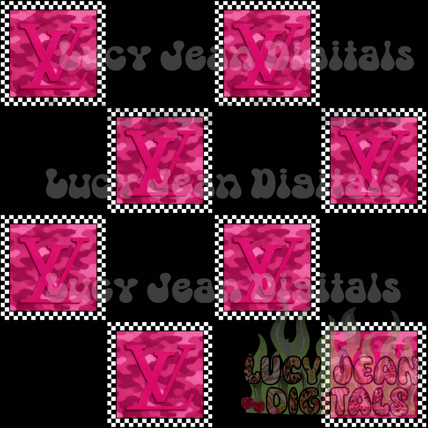 Boujee Pink Checkered Camo Seamless File