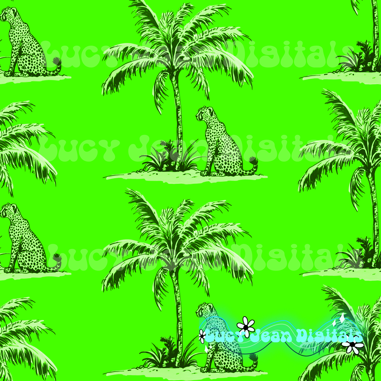 Lime cheetah Palm tree Seamless File