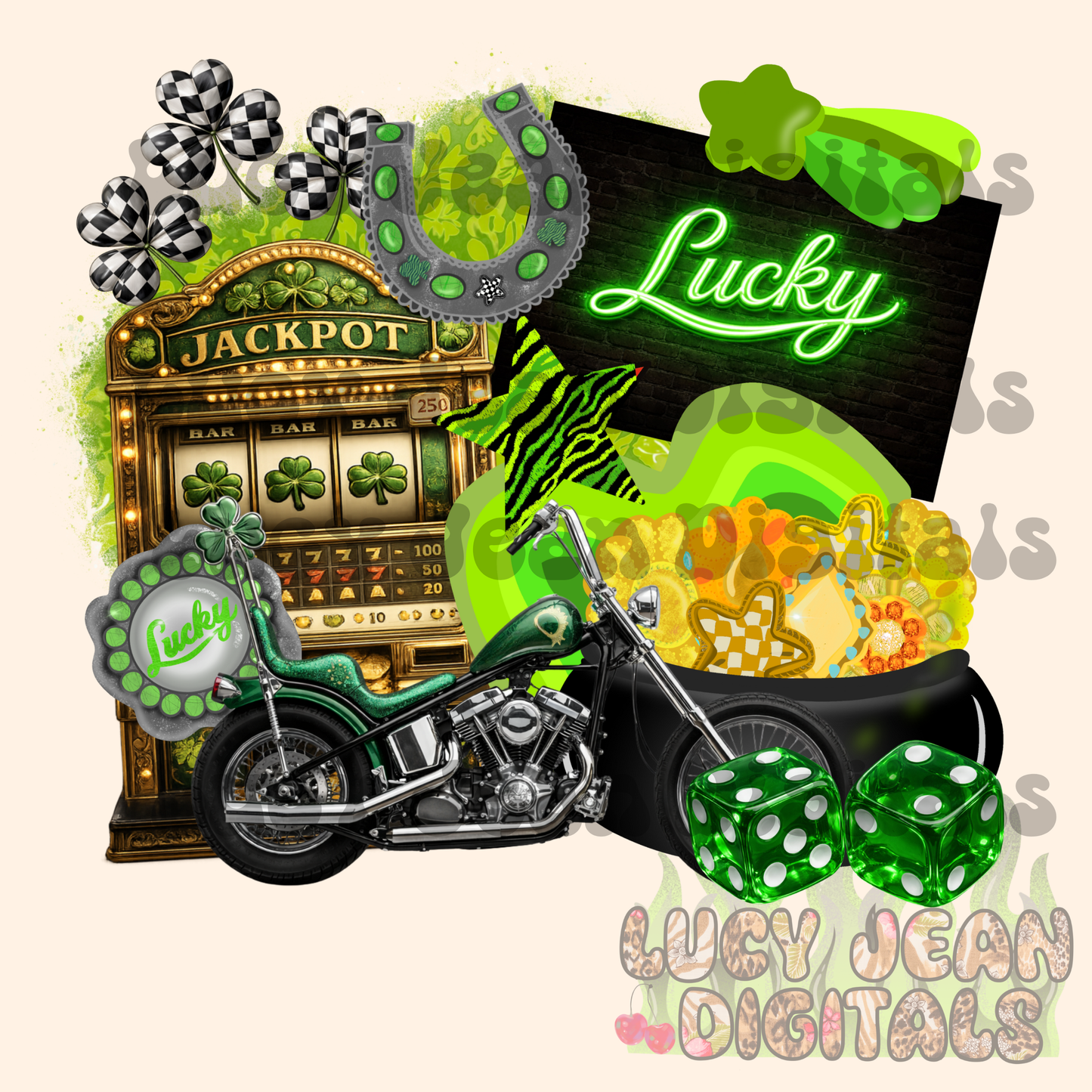 St Patrick’s day KID FRIENDLY HD motorcycle PNG- 2026