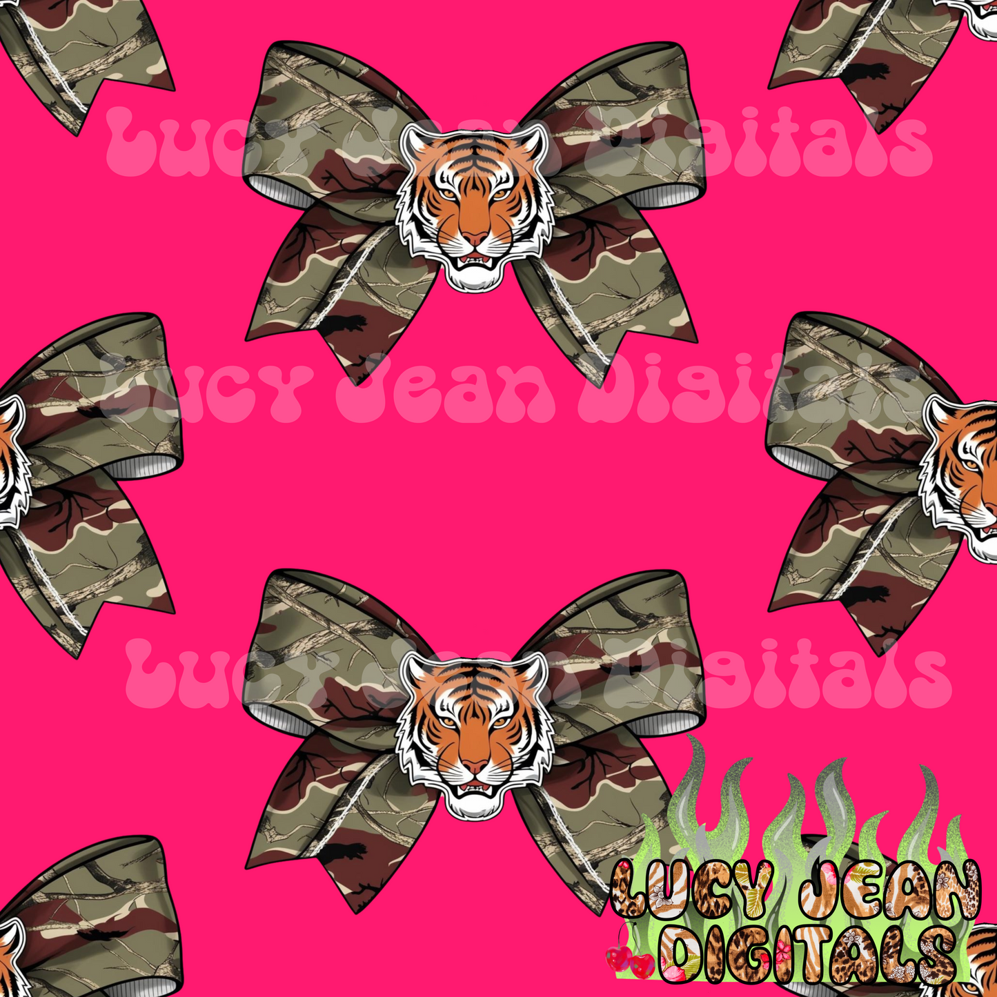 Pink Tiger Camo Bows Seamless File