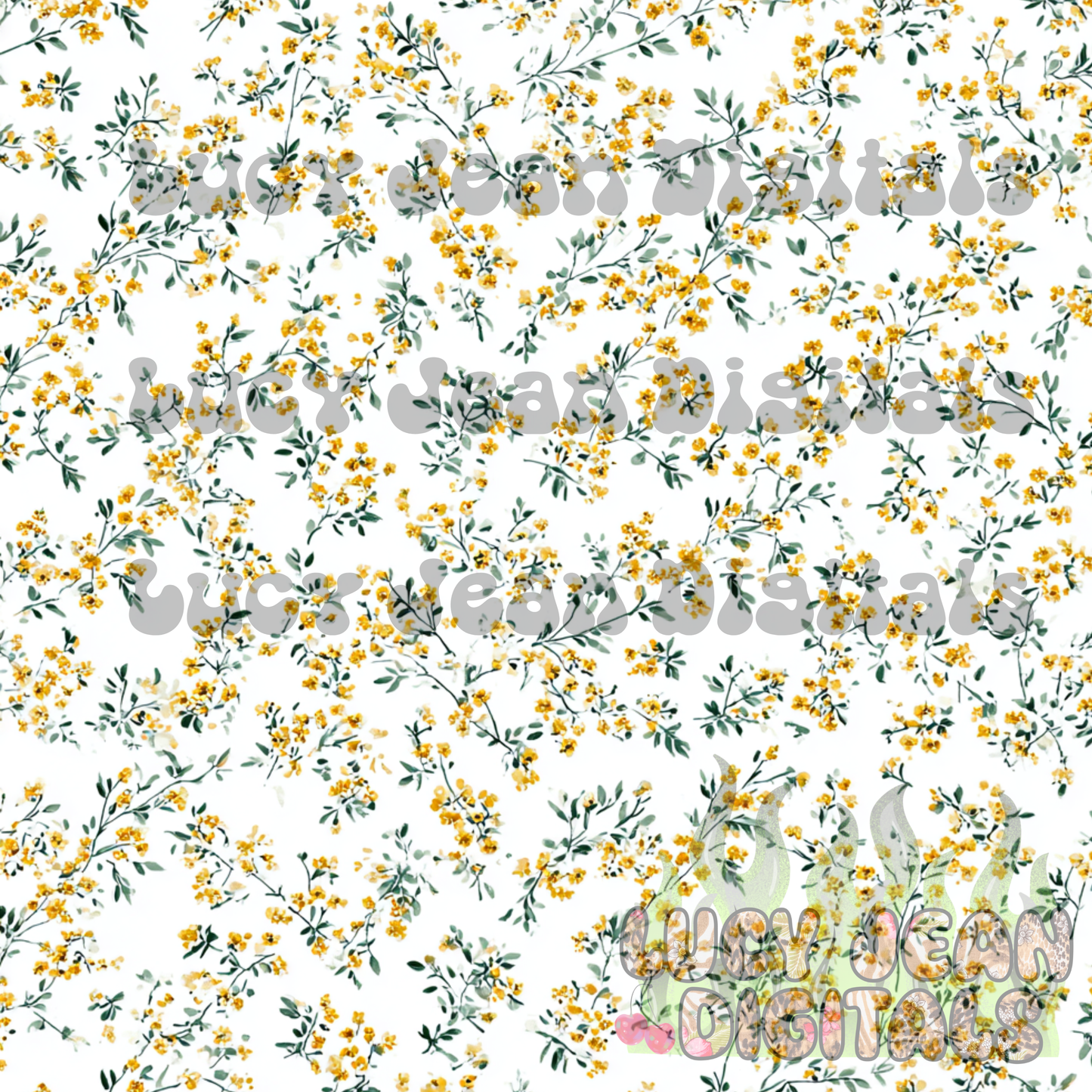 Darker yellow white floral Seamless File- 2026