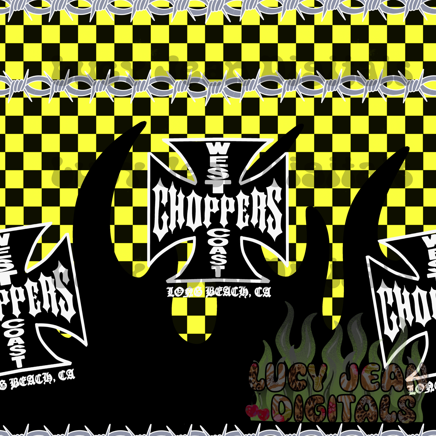 WC choppers motorcycle neon yellow Seamless File- 2026